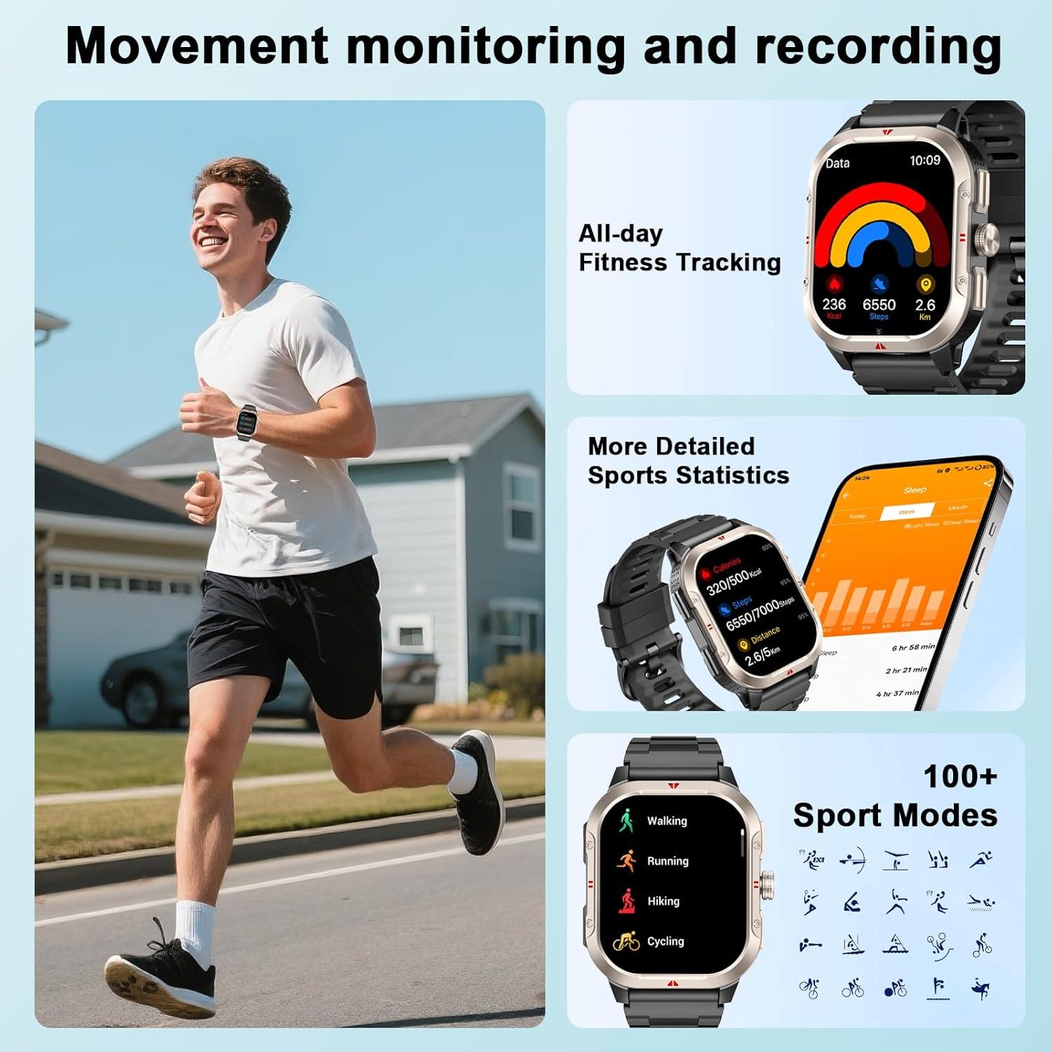 Reloj Inteligente Militar Jugeman V10 GPS 2.06" Fitness Bluetooth