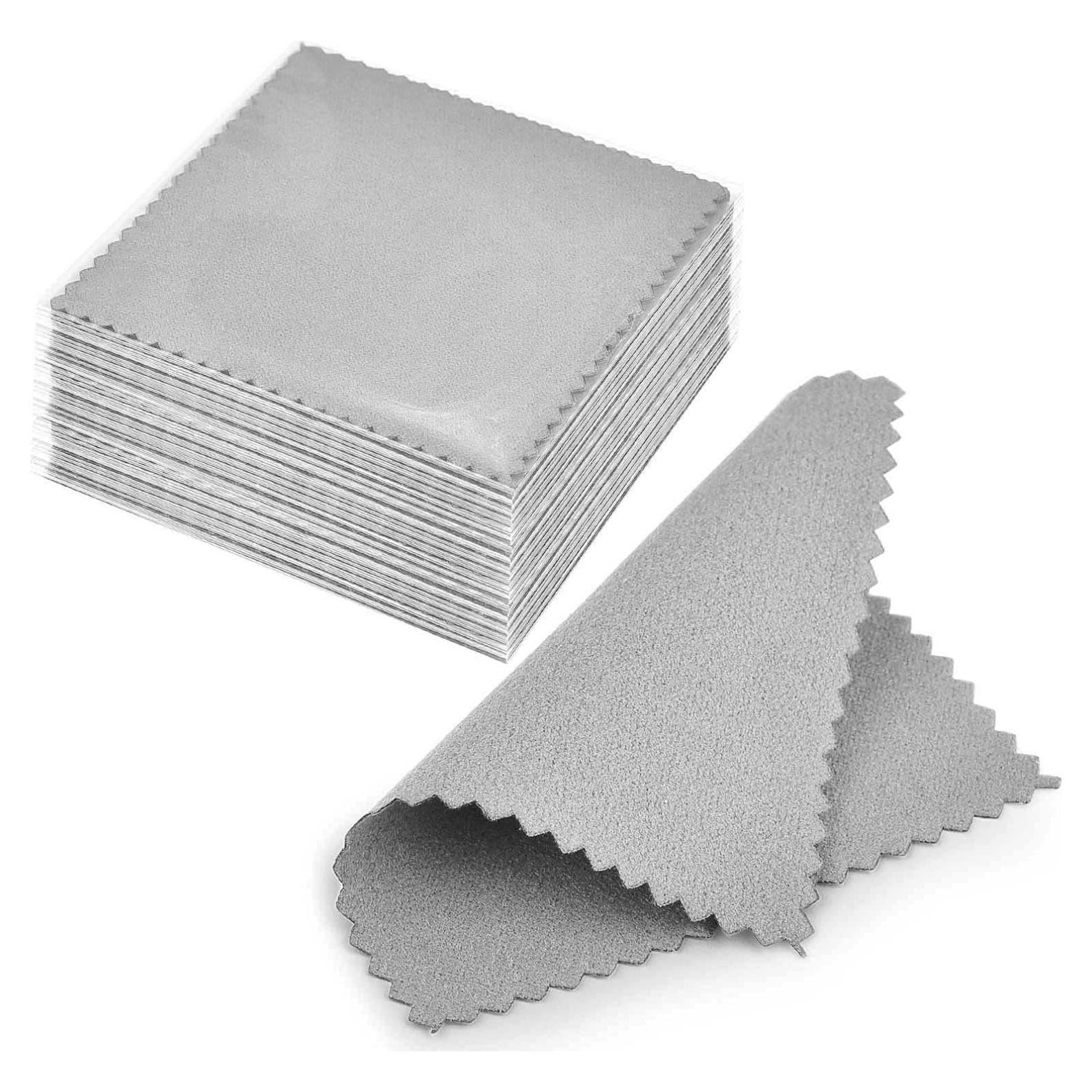 Paño de Limpieza de Joyería SEVENWELL 50pcs Gris 8x8cm