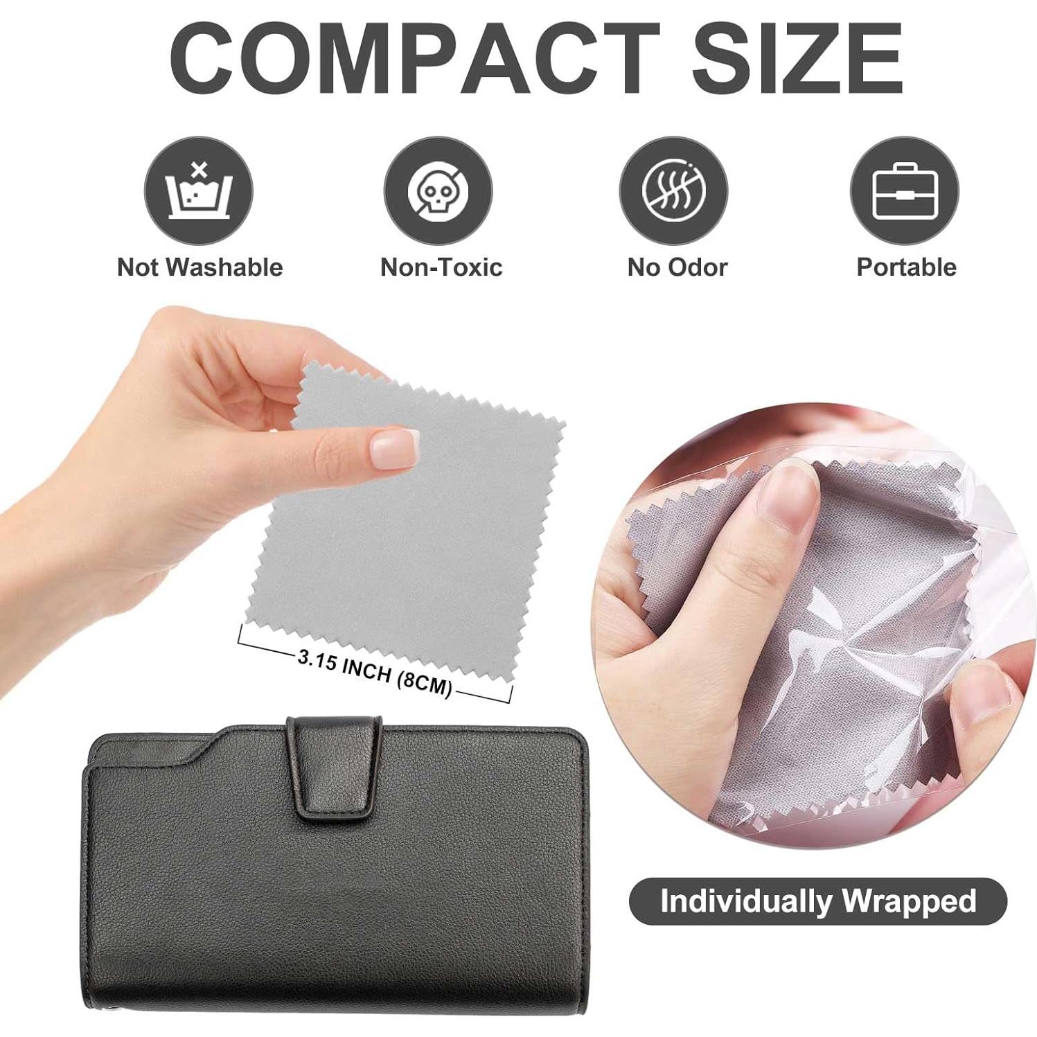 Paño de Limpieza de Joyería SEVENWELL 50pcs Gris 8x8cm