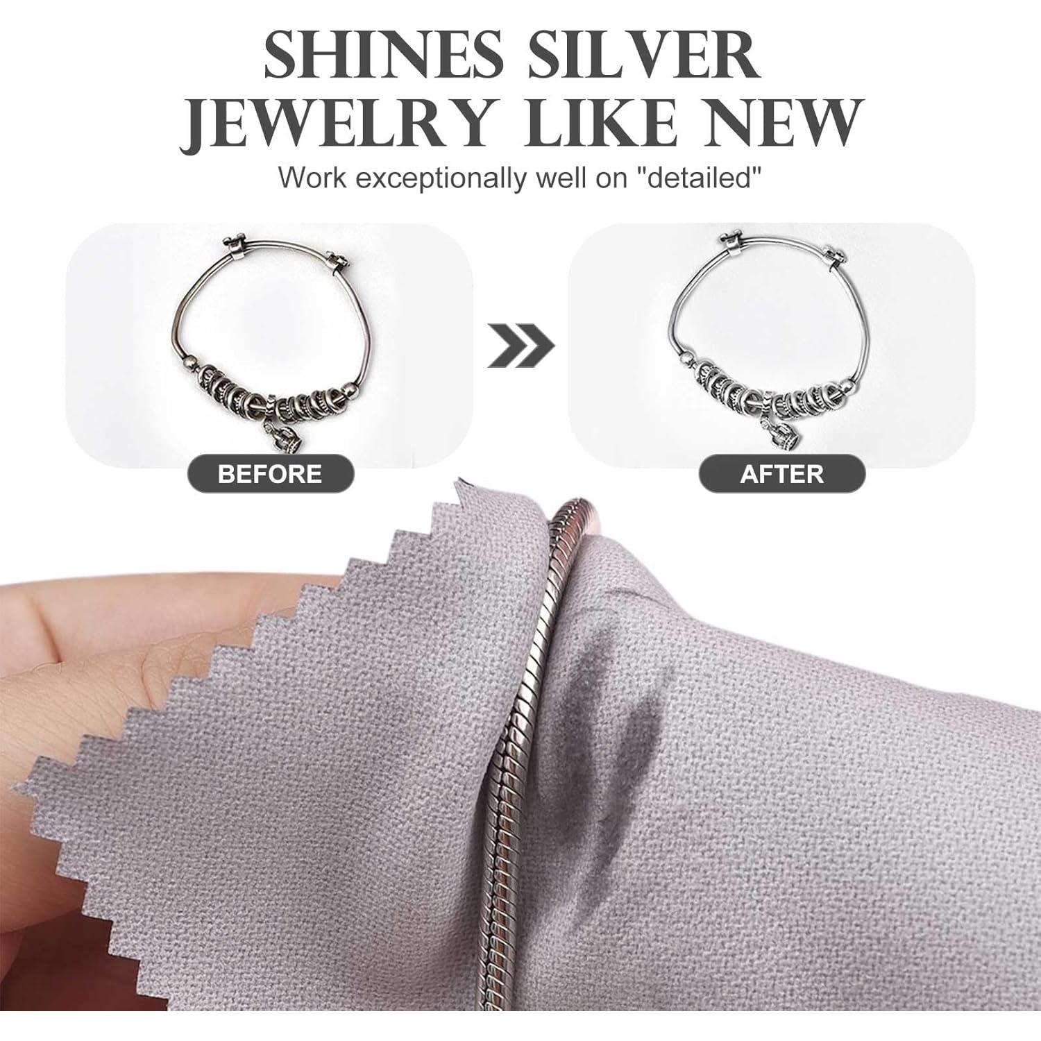 Paño de Limpieza de Joyería SEVENWELL 50pcs Gris 8x8cm