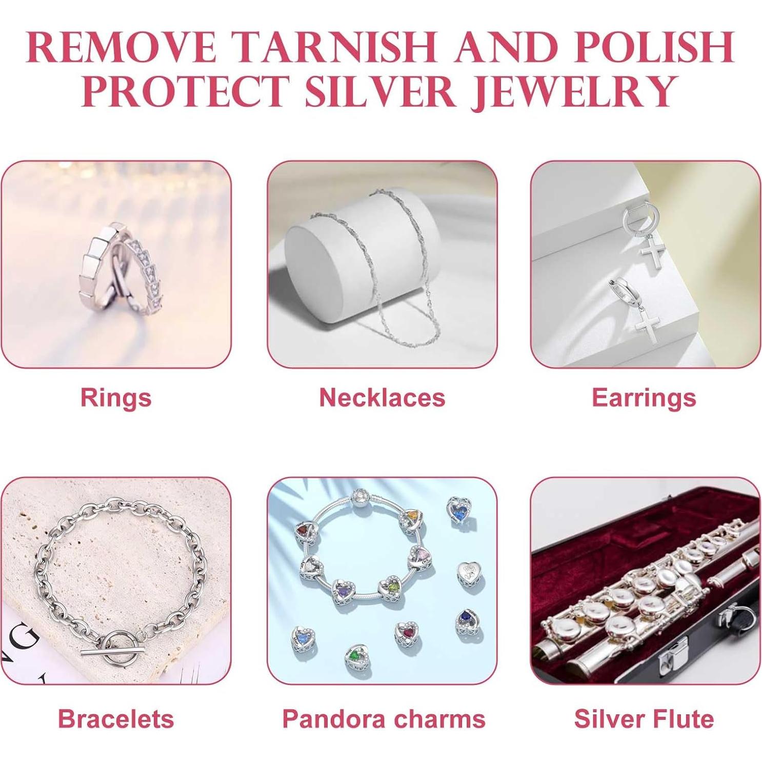 Paño de Limpieza de Joyería SEVENWELL 50pcs Gris 8x8cm