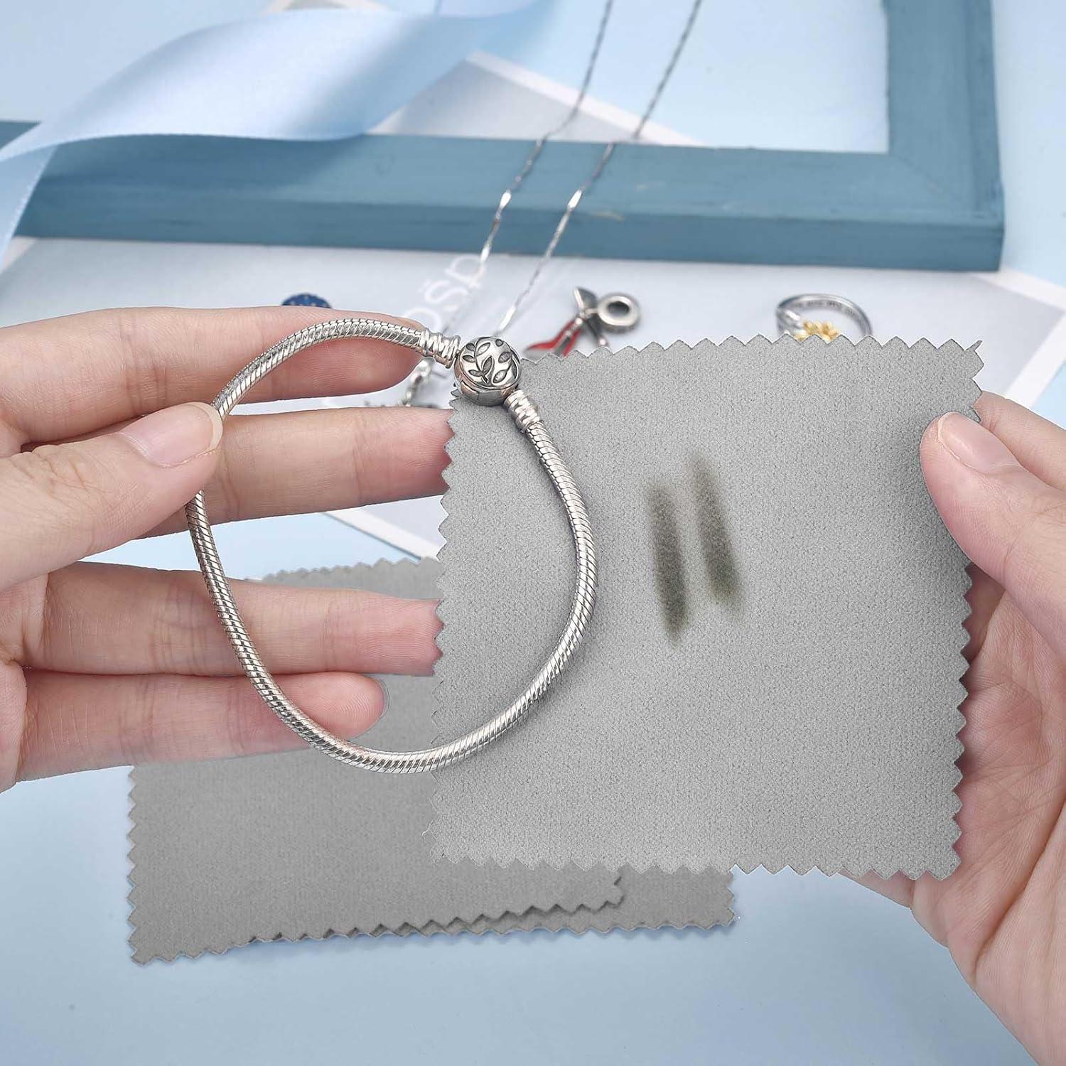 Paño de Limpieza de Joyería SEVENWELL 50pcs Gris 8x8cm