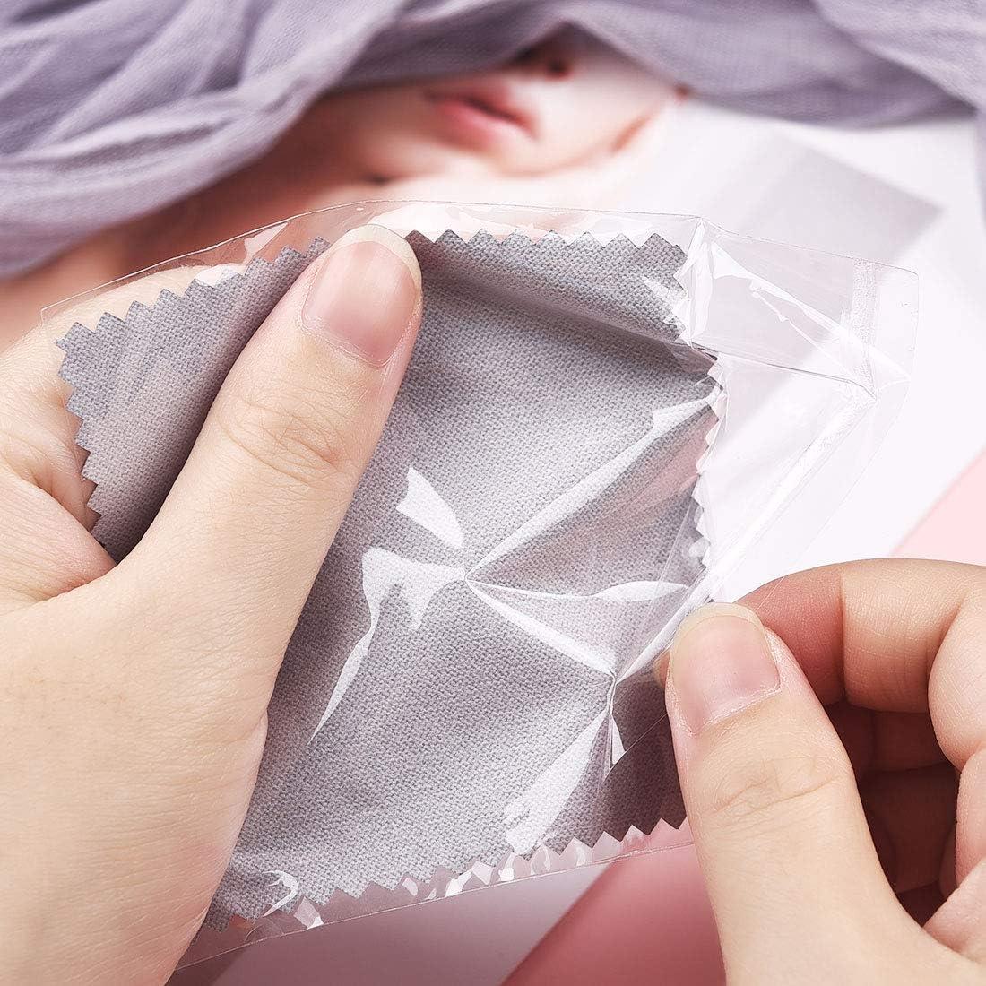 Paño de Limpieza de Joyería SEVENWELL 50pcs Gris 8x8cm