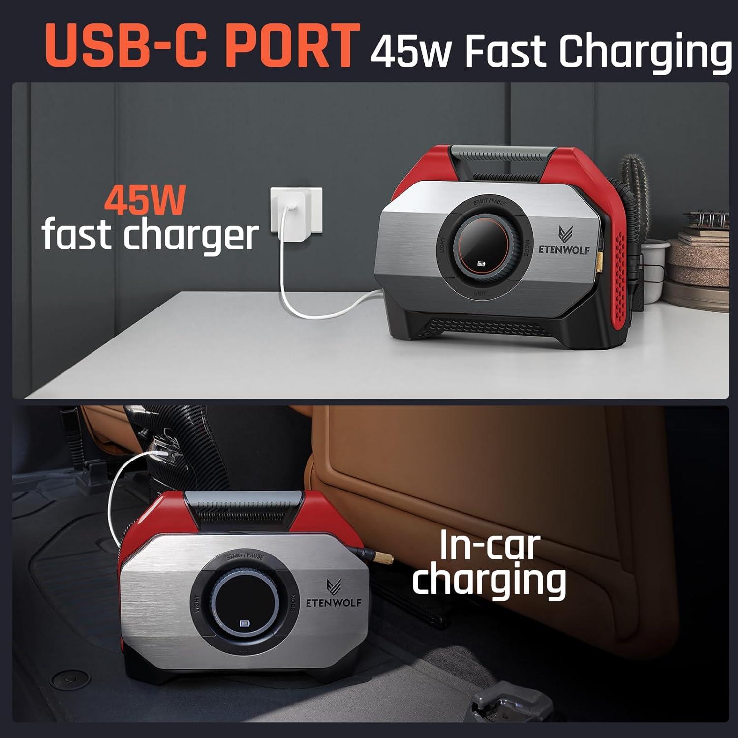 Compresor de Aire Portátil ETENWOLF Vortex S6 19200 mAh Rojo