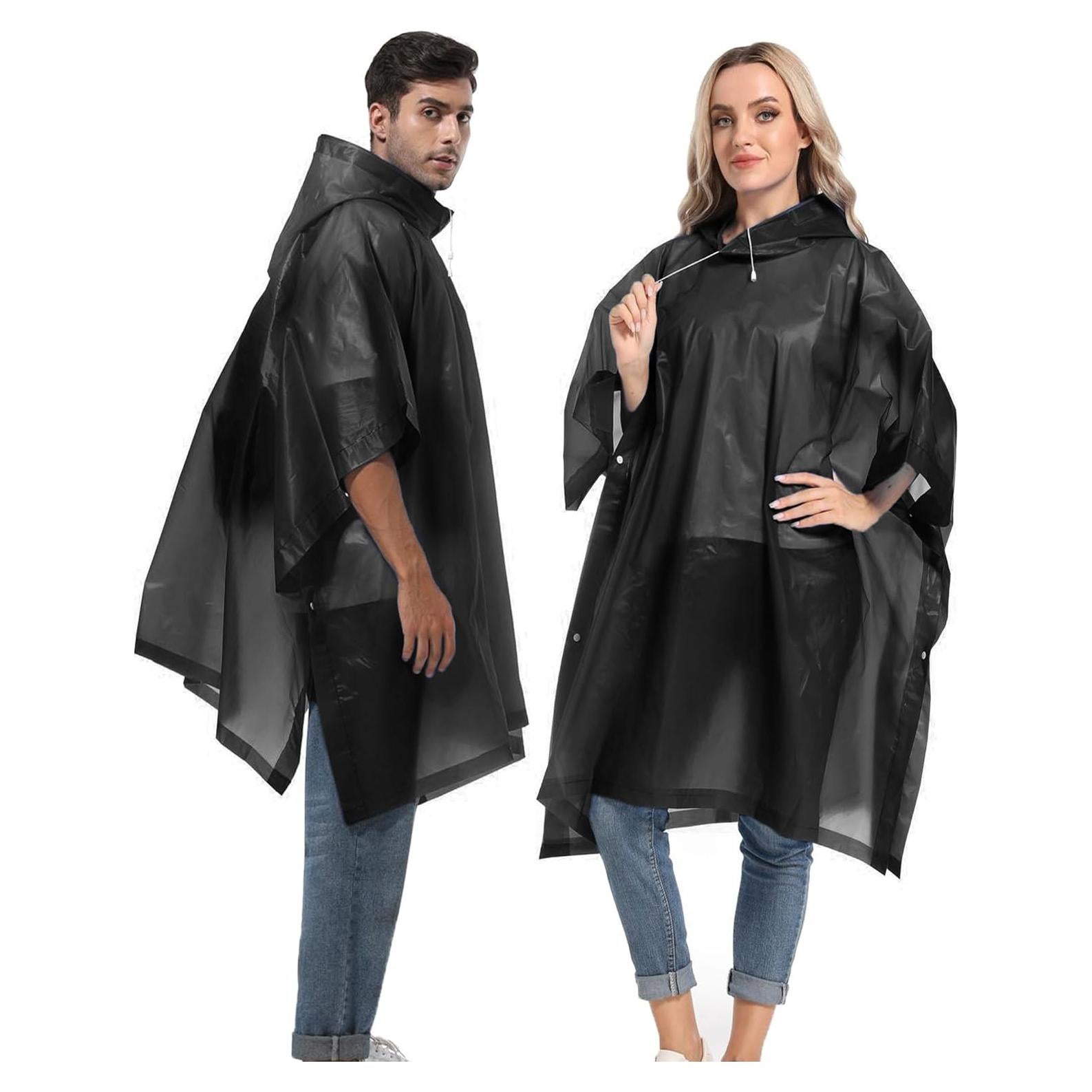 Ponchos de Lluvia Reutilizables HOOMBOOM 2 Paquetes Negro