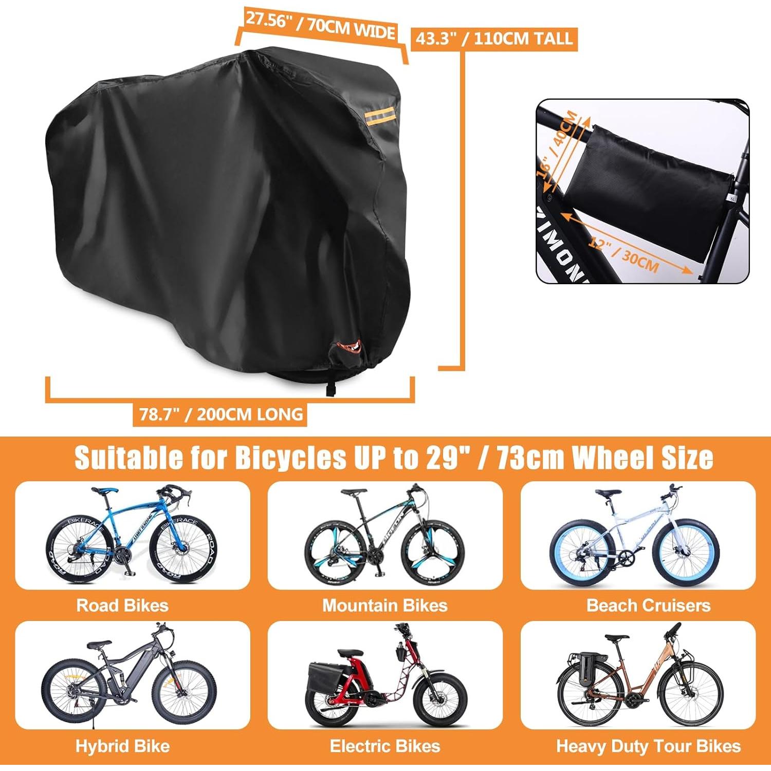 Cubierta Impermeable para Bicicleta ZHOUMADE 420D hasta 173cm