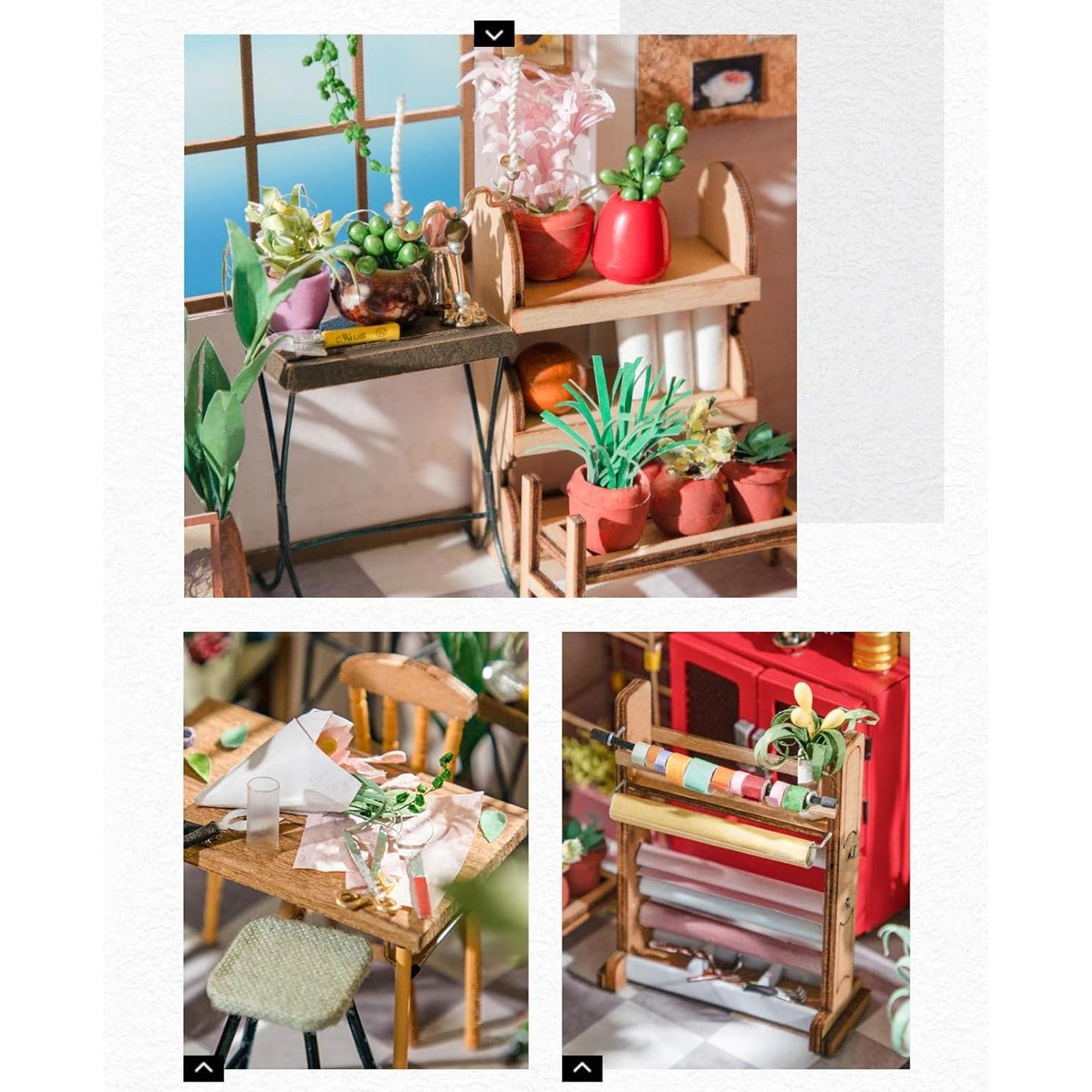 Rolife Kit Casa Miniatura DIY Tienda Flores 21.5x17.8x19.1cm