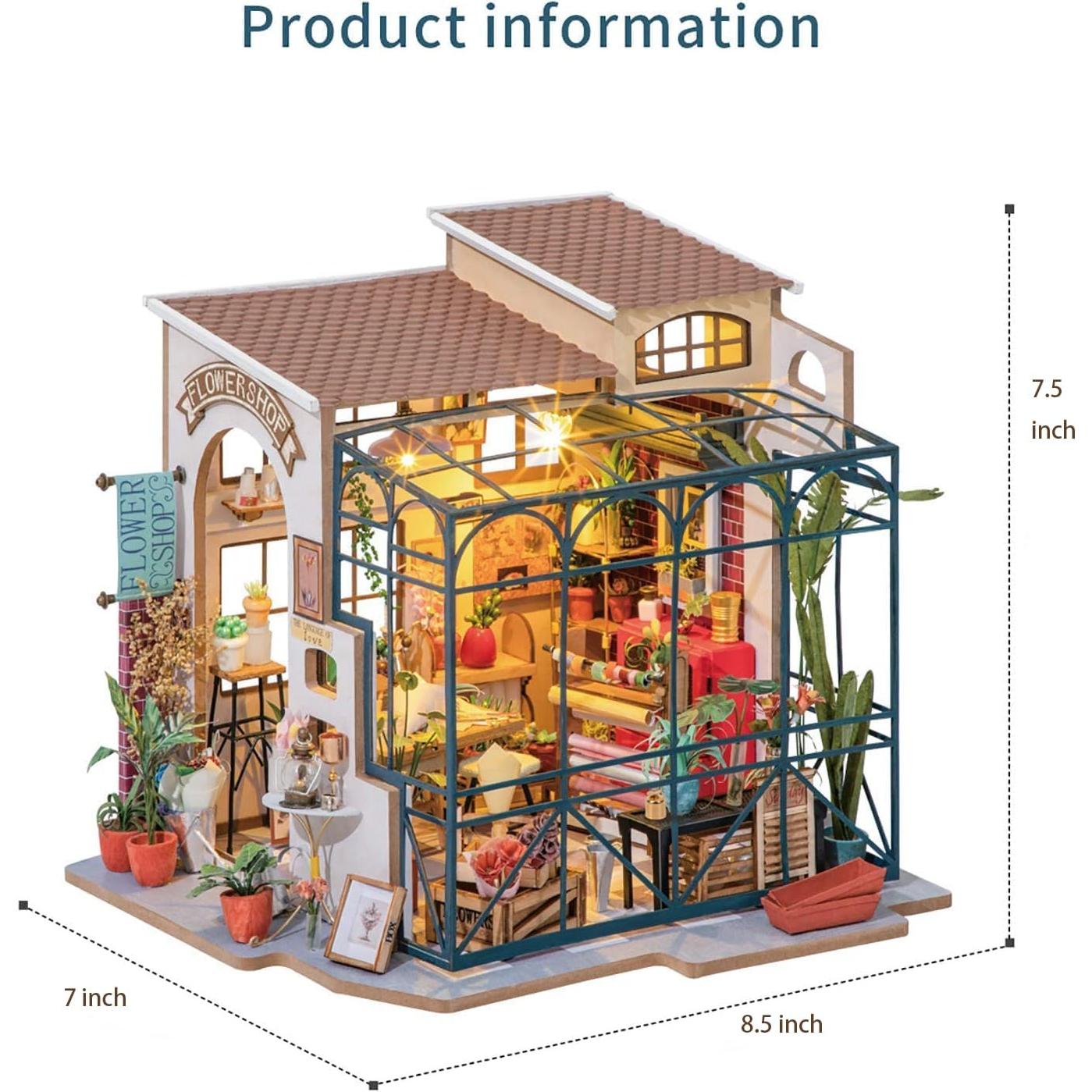 Rolife Kit Casa Miniatura DIY Tienda Flores 21.5x17.8x19.1cm