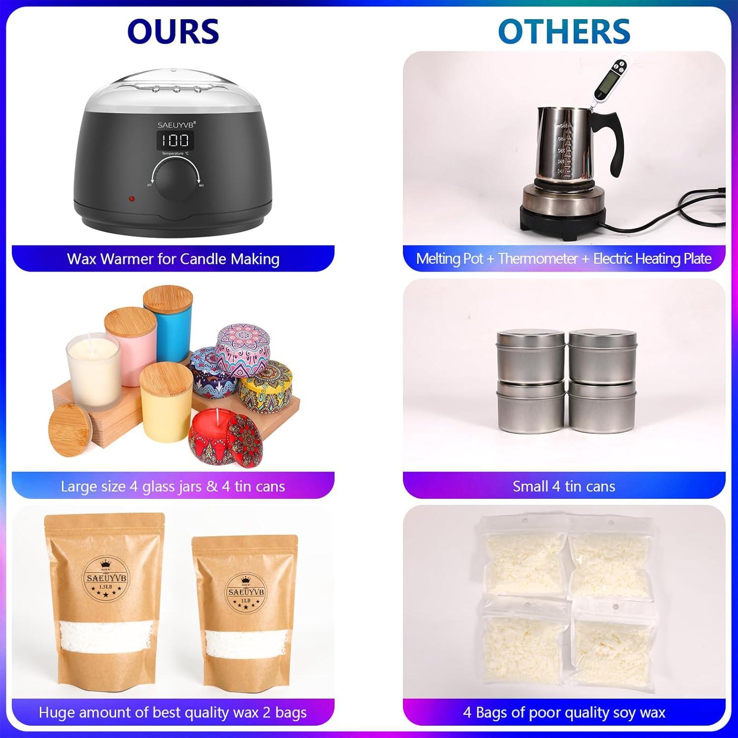 Kit de Fabricación de Velas SAEUYVB - 8 Latas y Olla LED