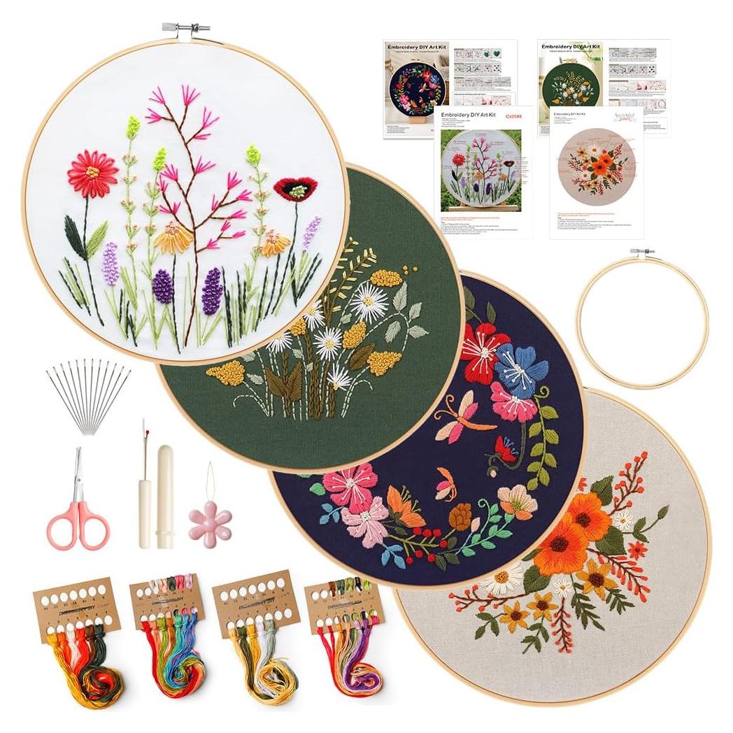 Kit de Bordado Floral Wtisan 008 para Principiantes