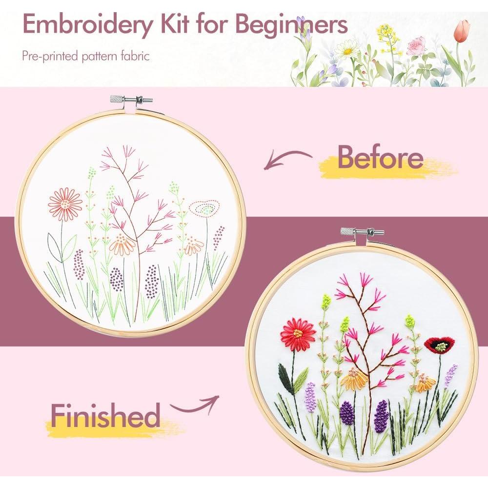 Kit de Bordado Floral Wtisan 008 para Principiantes