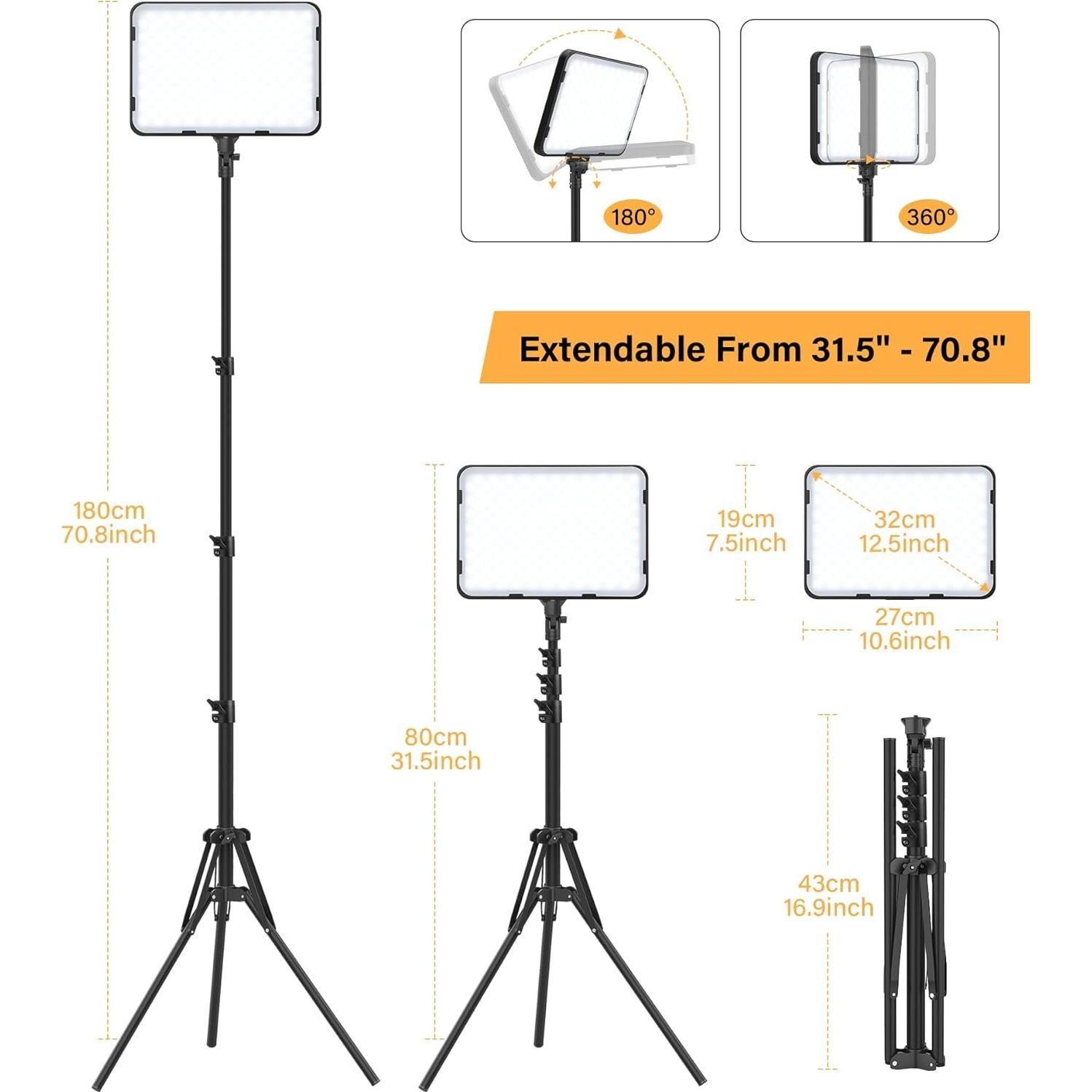 Kit de 2 Luces LED Unicucp con Trípode 160 cm 2500-8500K