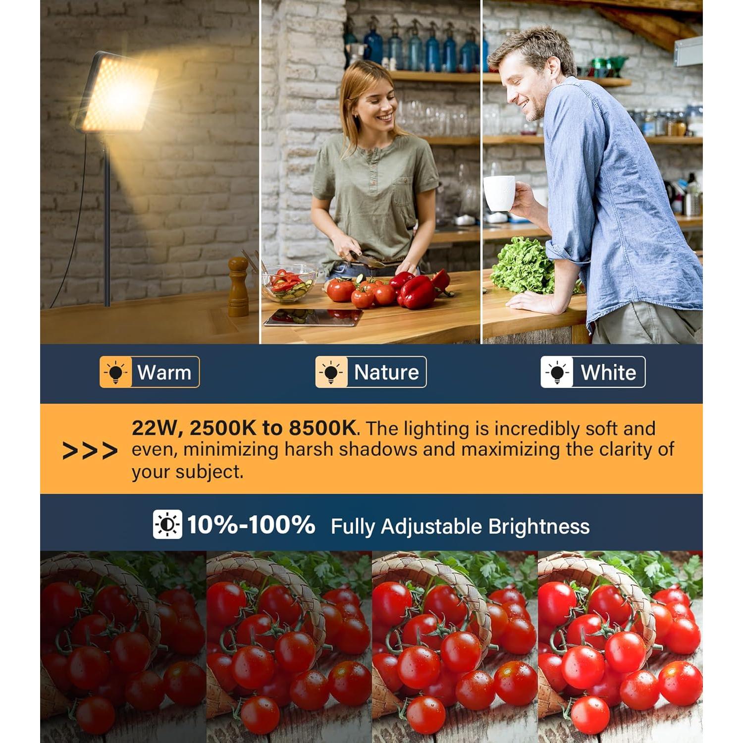 Kit de 2 Luces LED Unicucp con Trípode 160 cm 2500-8500K