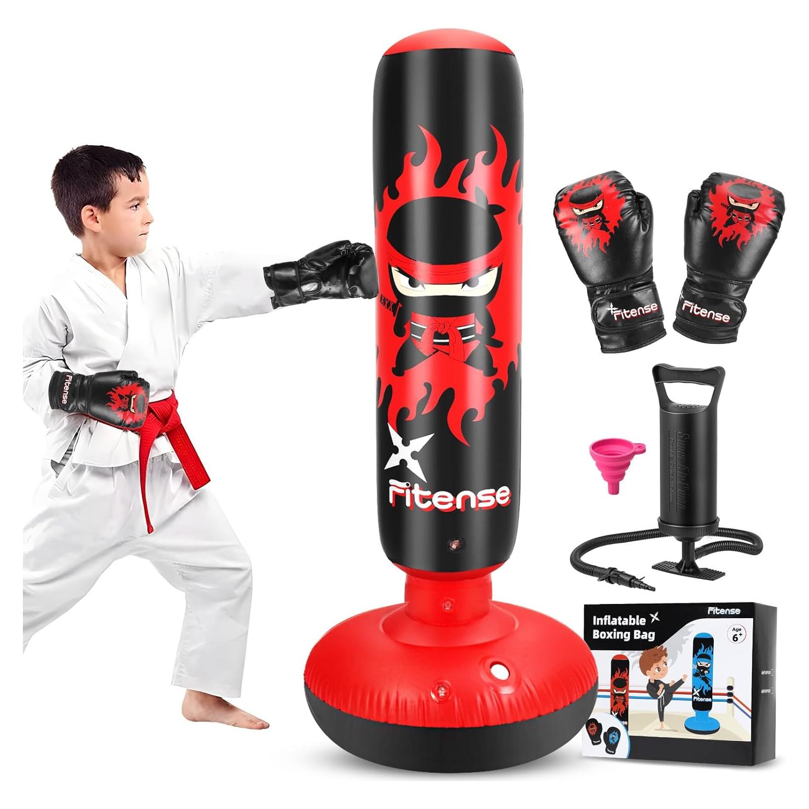 Saco de Boxeo Inflable Fitense para Niños 160 cm con Guantes