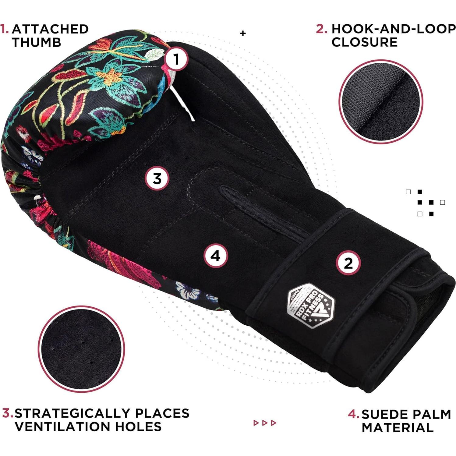 Guantes de Boxeo RDX 8 oz para Mujeres Sparring Negro