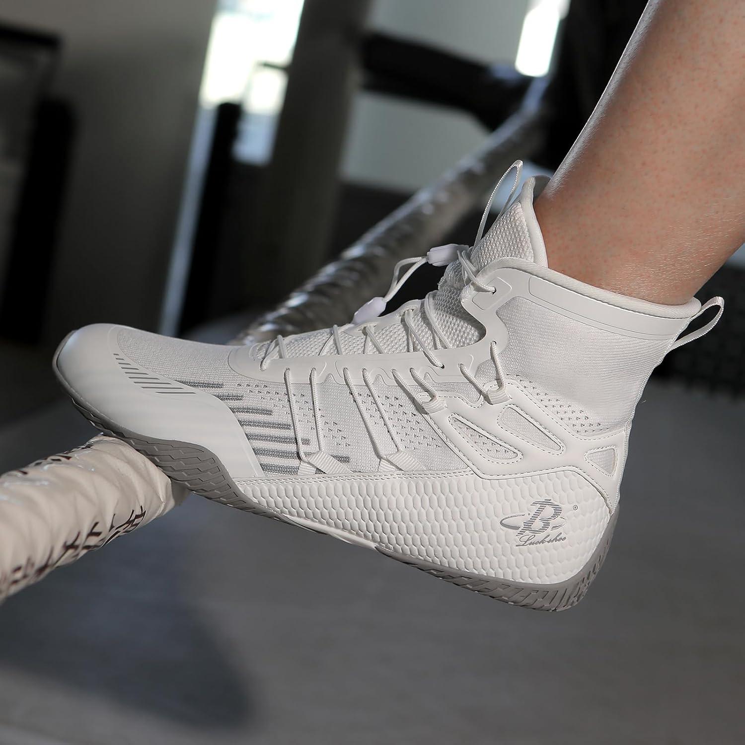 Zapatos de Boxeo Hombre LS508 Tobillo Alto 16.5 cm Blanco/Grey