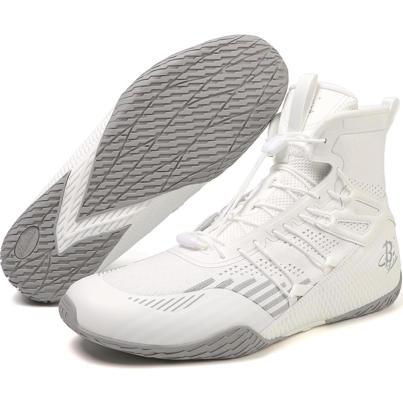 Zapatos de Boxeo Hombre LS508 Tobillo Alto 16.5 cm Blanco/Grey