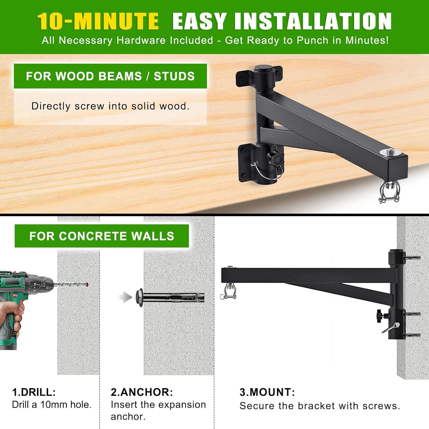 Soporte de Bolsa Pesada Kipika para Montar en Pared - Acero