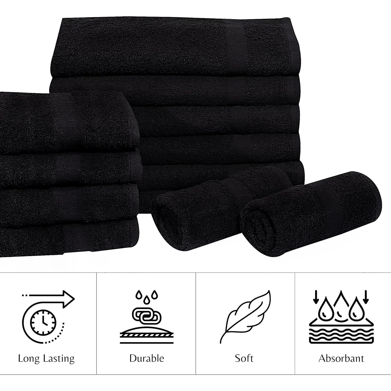 Toallas de Mano MAGTEX Negras 24 Unidades 40x68 cm 100% Algodón