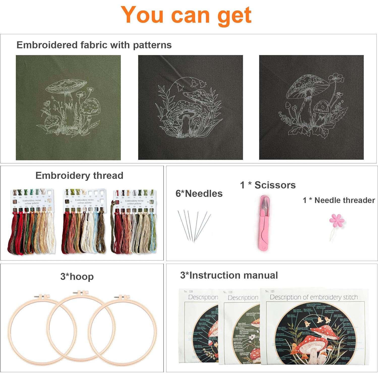 Kit de Bordado de Champiñones Myfelicity - 3 Piezas