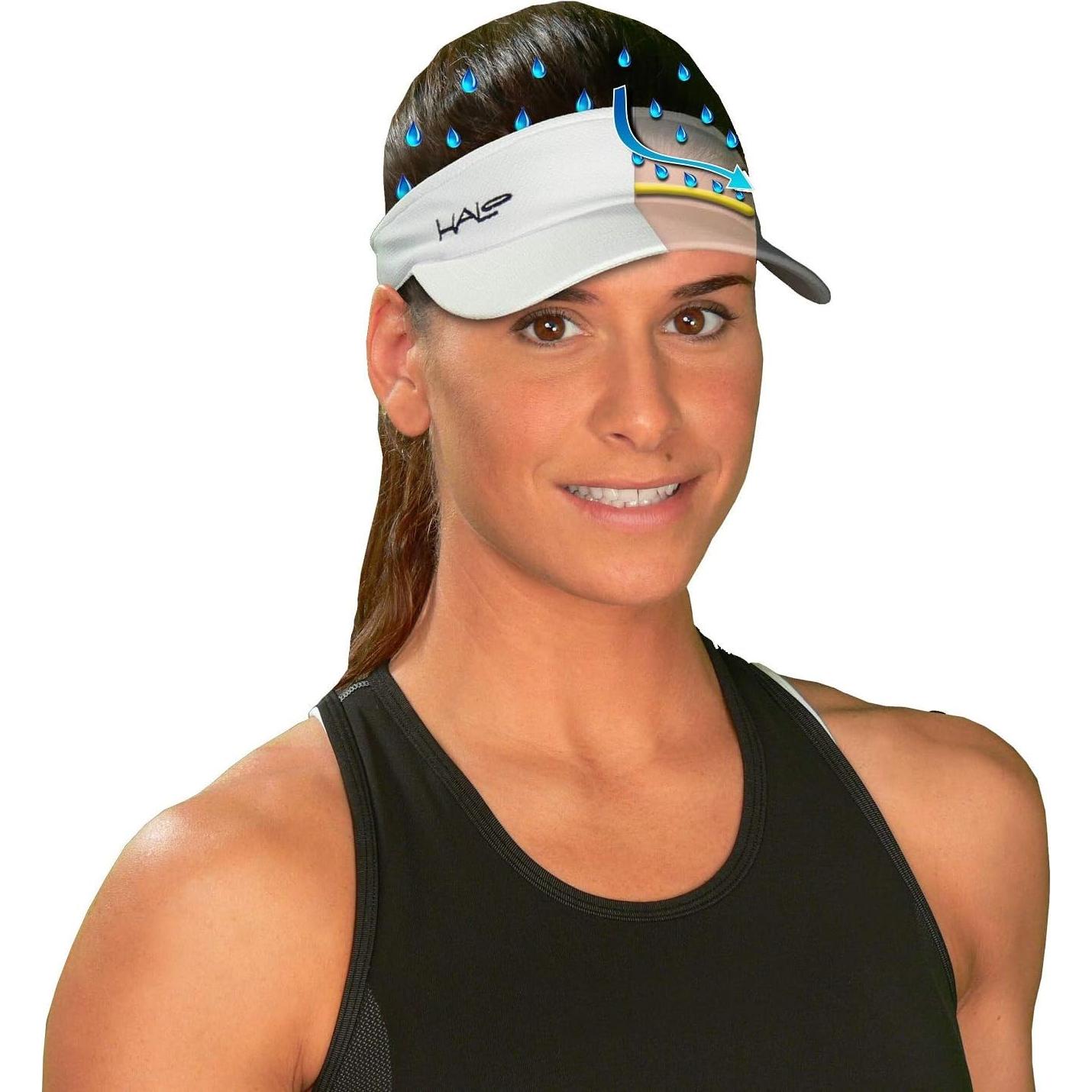 Visera Deportiva Halo con Cinta para la Cabeza Negra