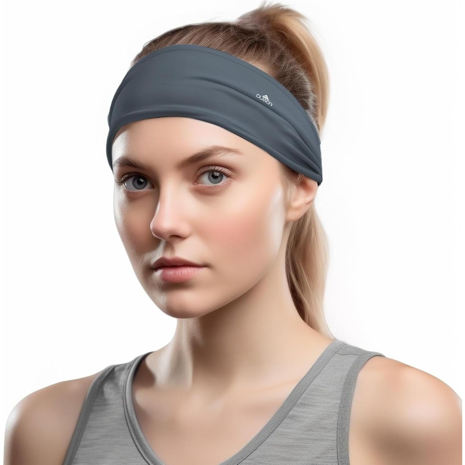 Diadema deportiva Duwoni unisex - Banda de sudor gris 11.94 cm