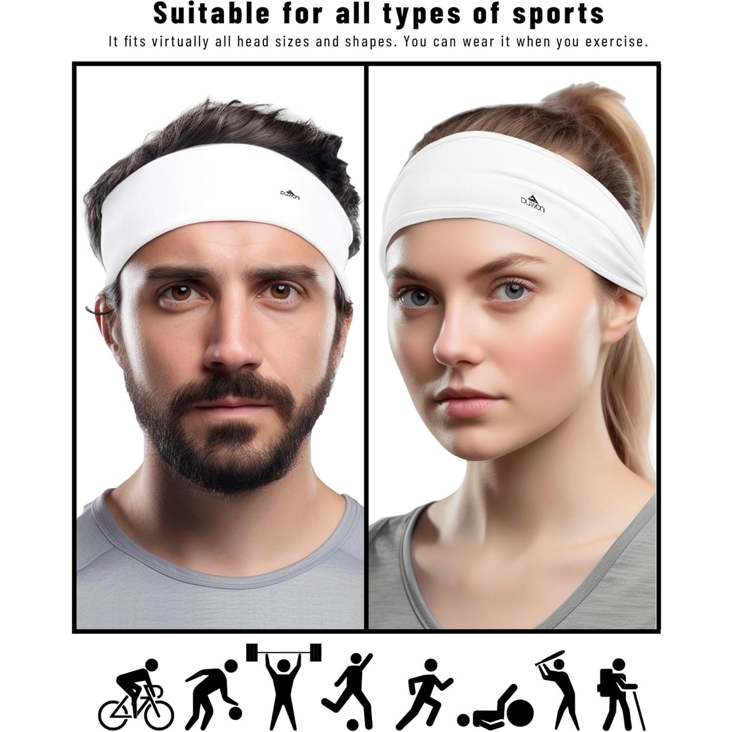 Diadema deportiva Duwoni unisex - Banda de sudor gris 11.94 cm