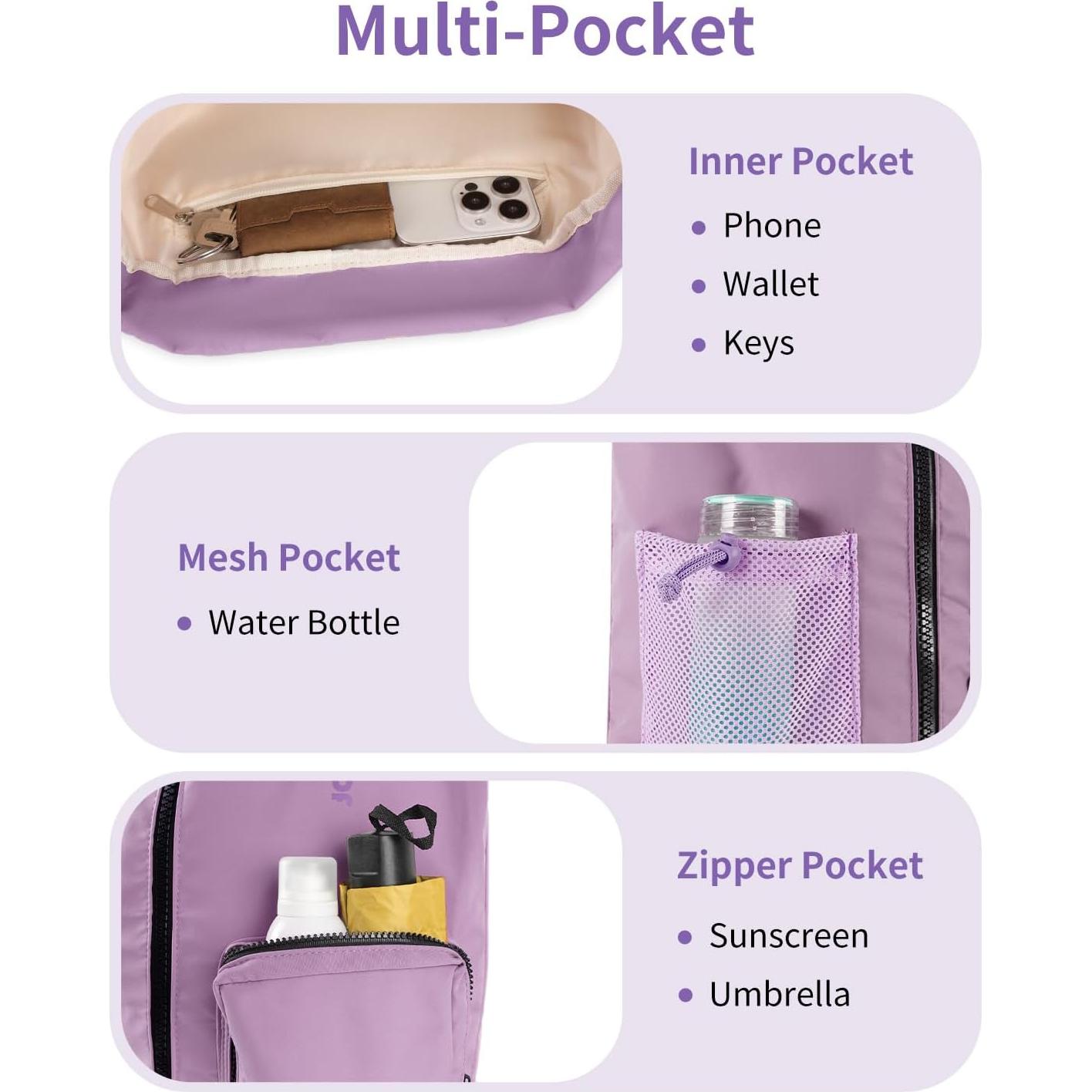 Mochila de Cuerda WANDF Unisex 25L Resistente al Agua Púrpura