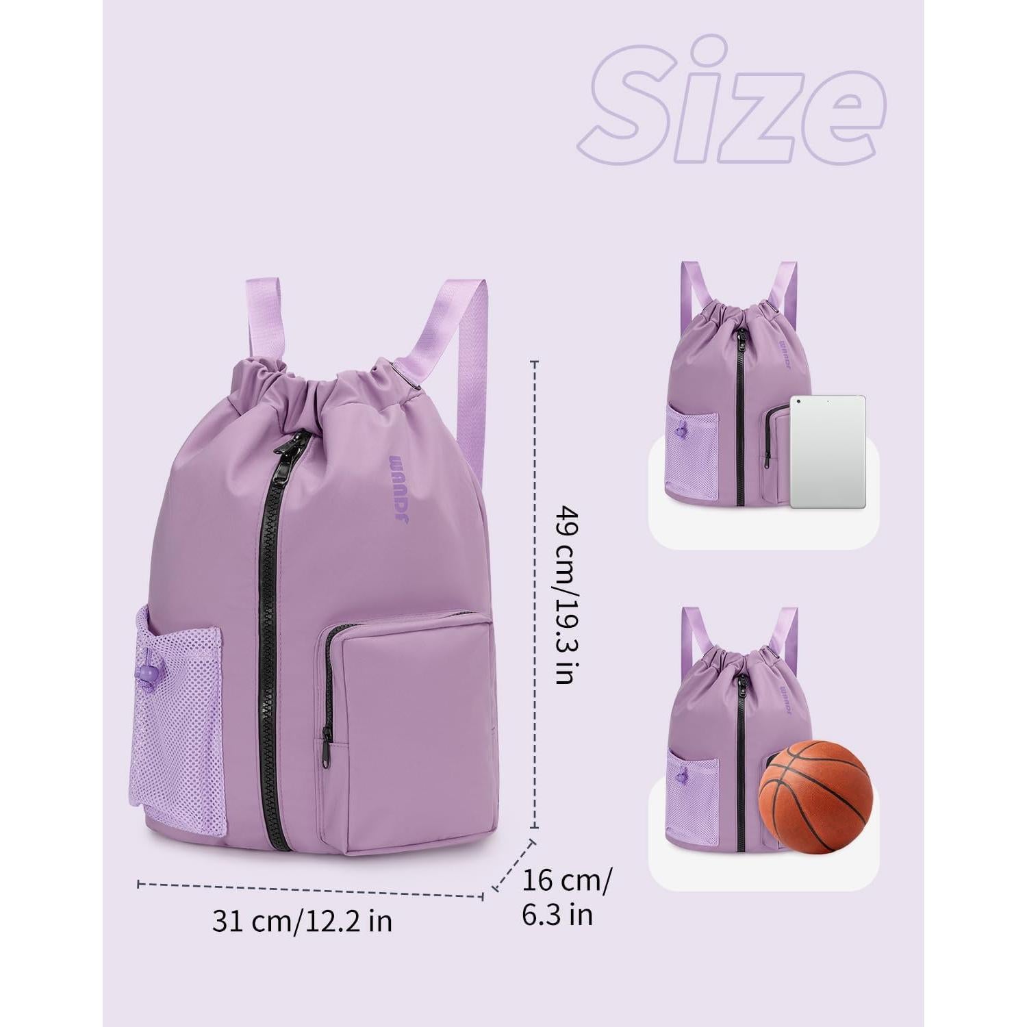 Mochila de Cuerda WANDF Unisex 25L Resistente al Agua Púrpura
