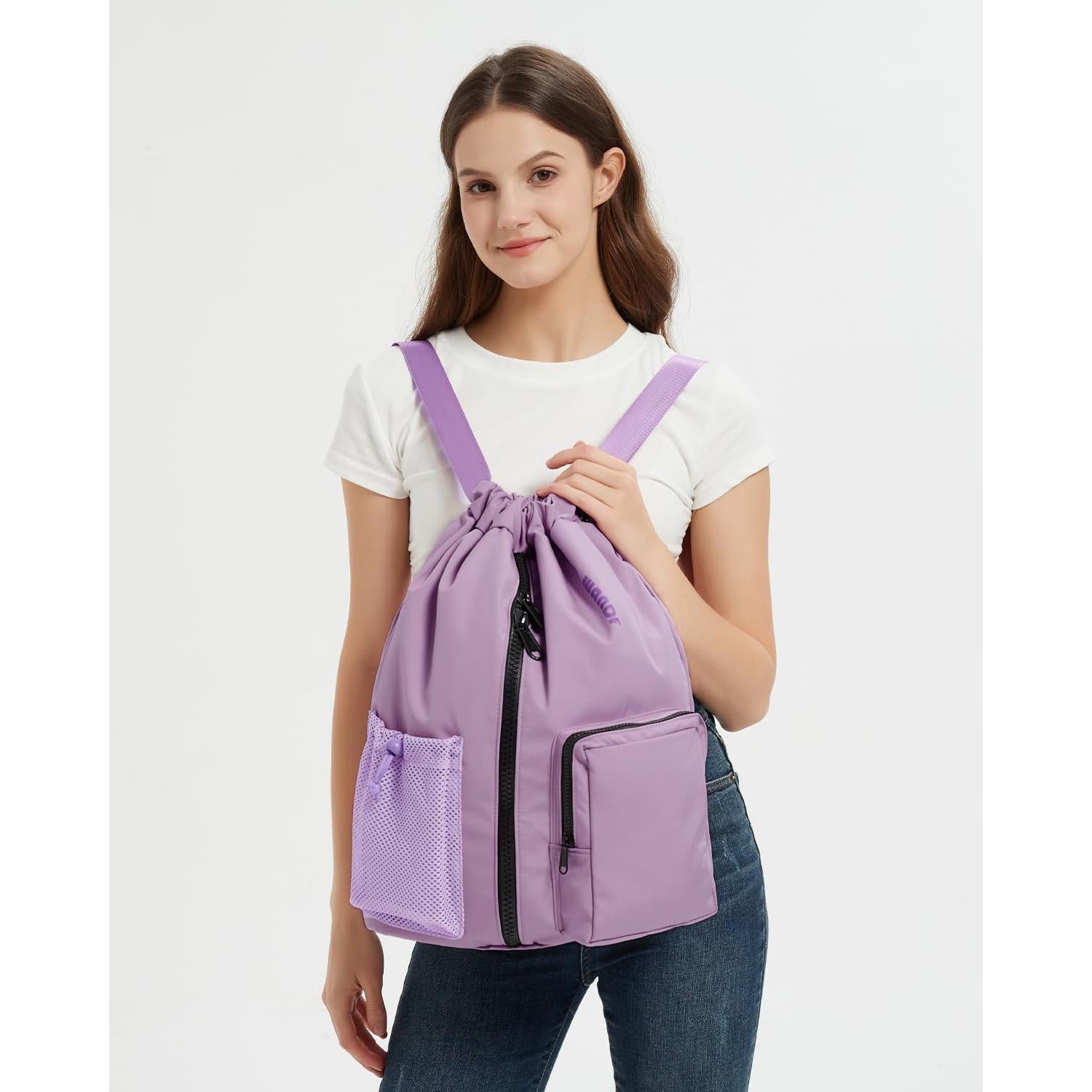 Mochila de Cuerda WANDF Unisex 25L Resistente al Agua Púrpura