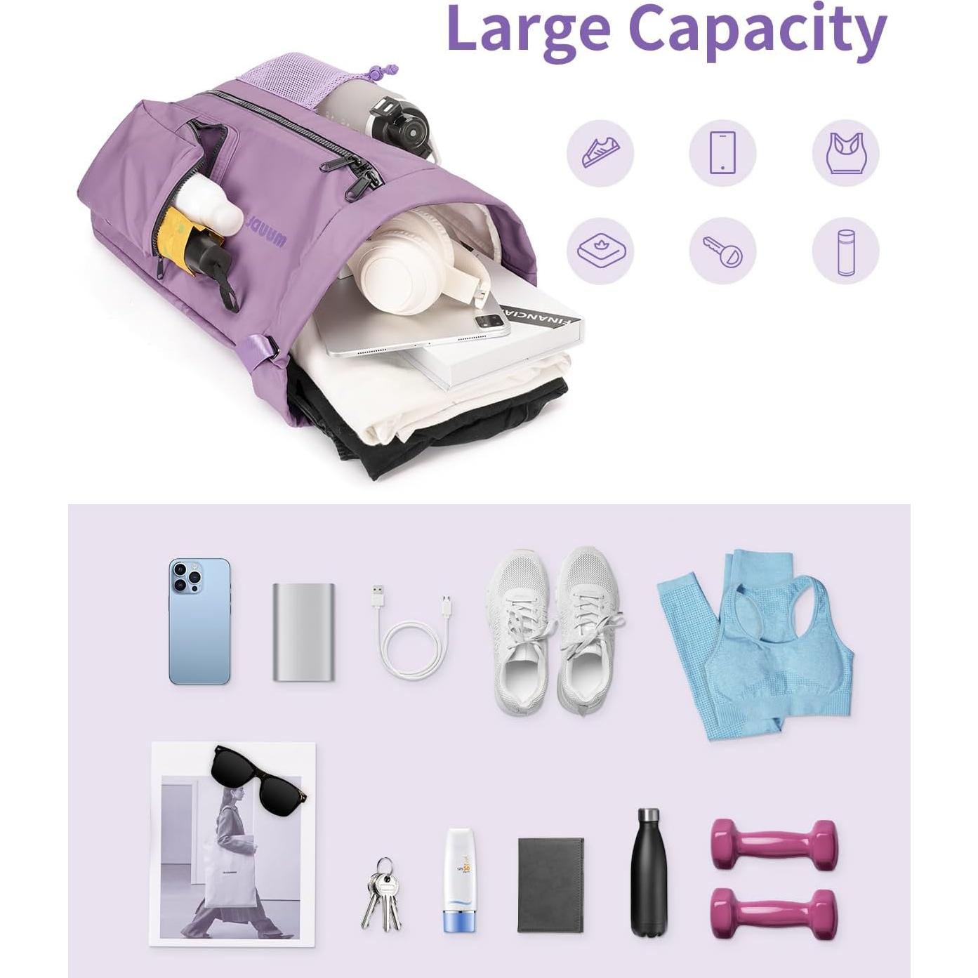 Mochila de Cuerda WANDF Unisex 25L Resistente al Agua Púrpura