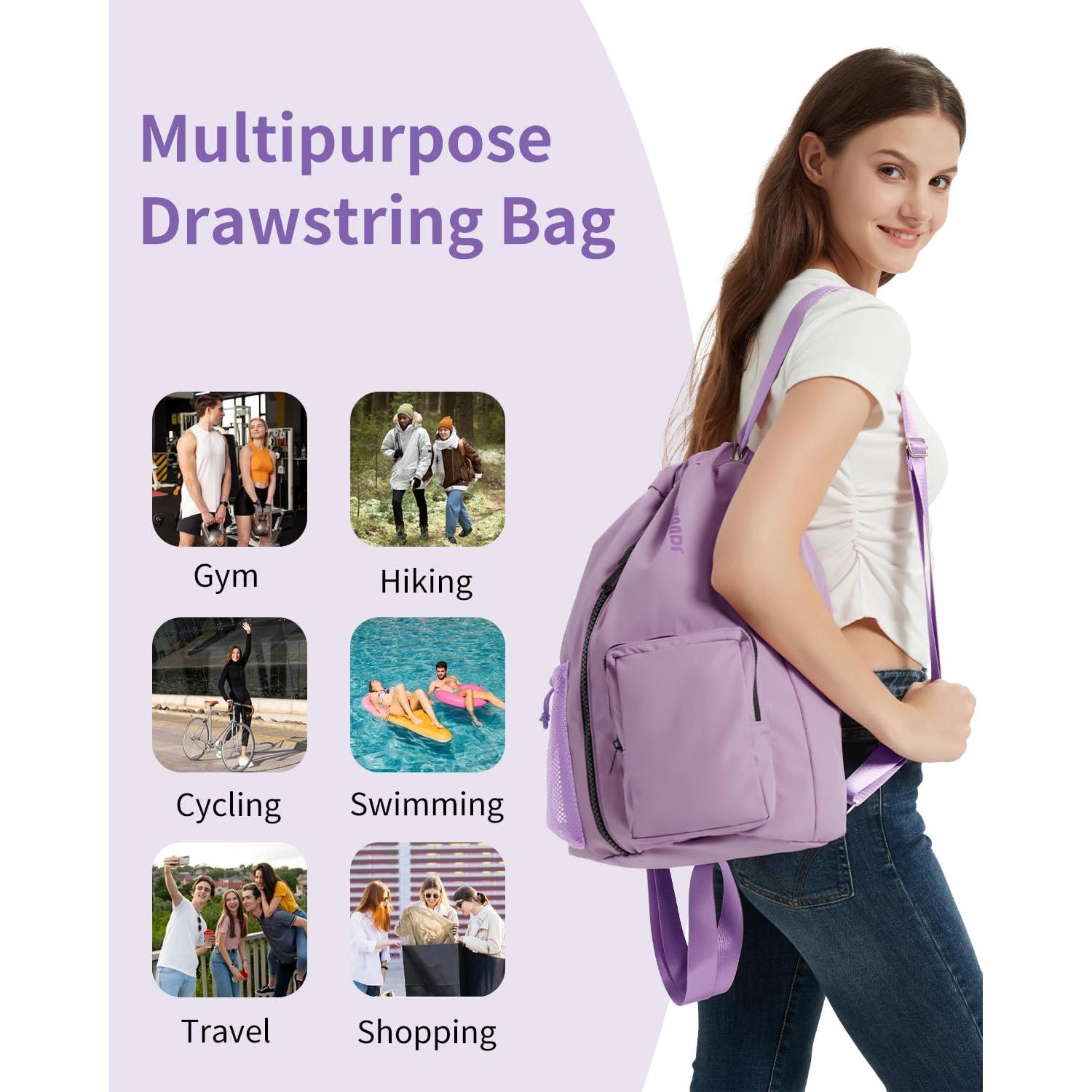 Mochila de Cuerda WANDF Unisex 25L Resistente al Agua Púrpura