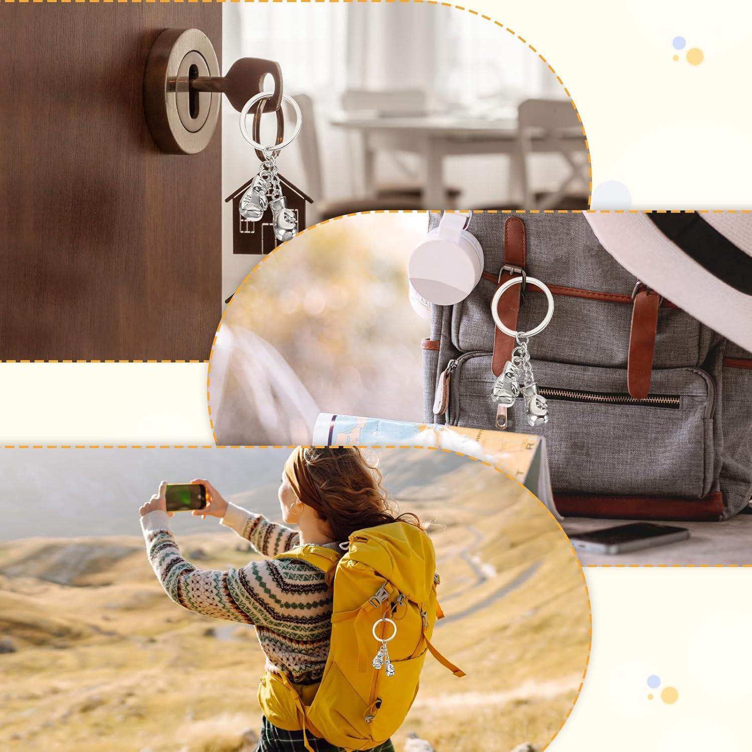 Llaveros de Boxeo PATIKIL, Colgante Plateado de Metal 80mm