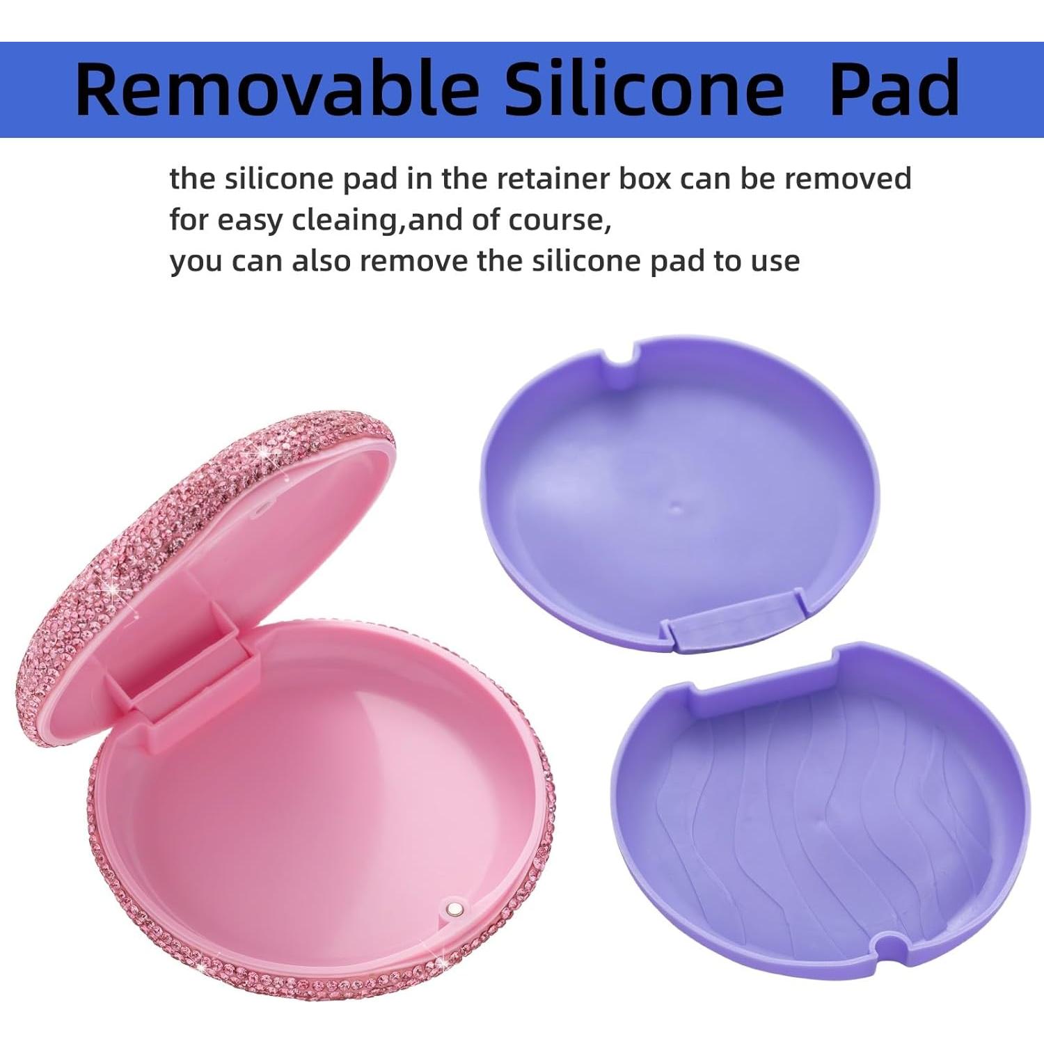 Estuche de Retención Rosa Veseek para Dentadura y Alineadores