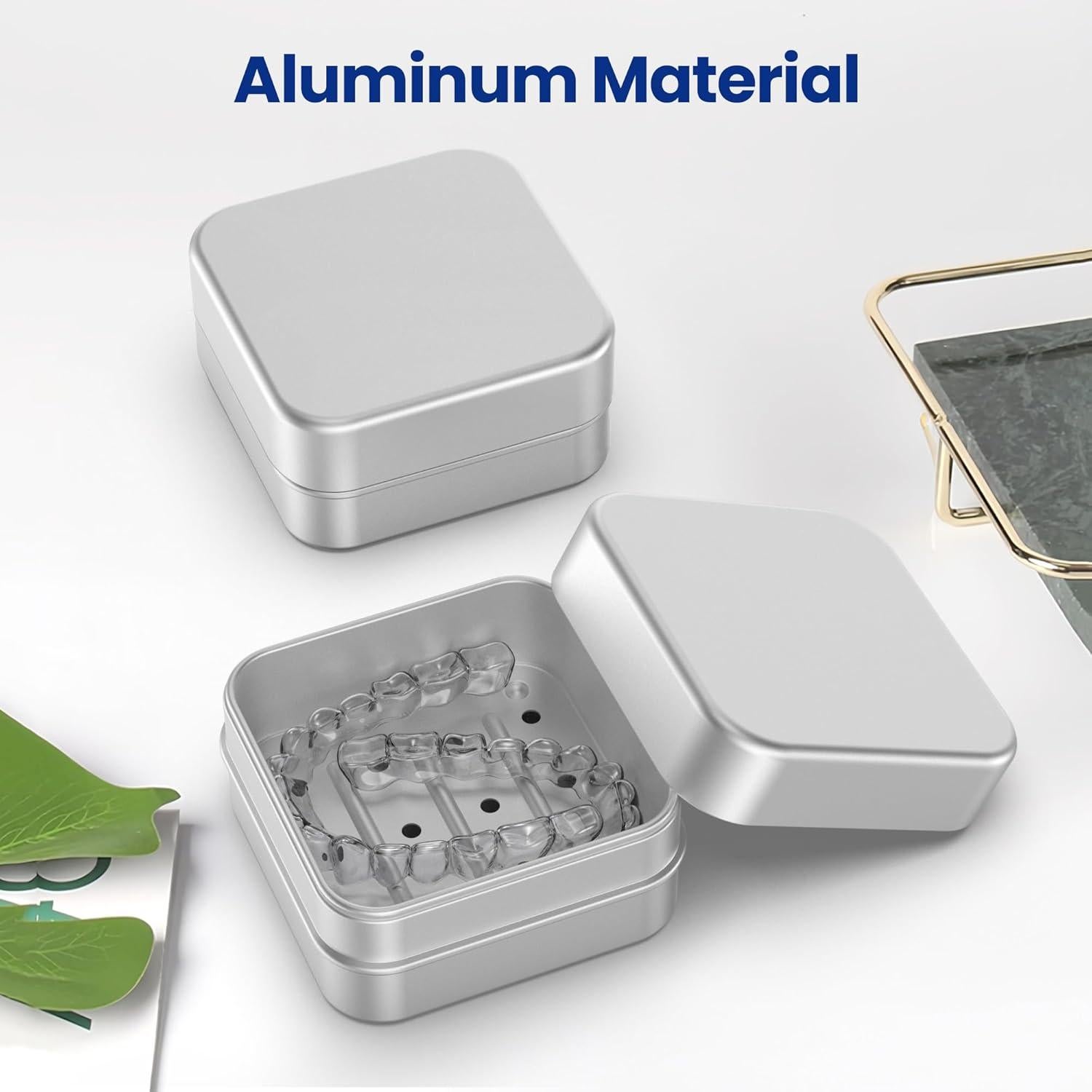 Estuche de Aluminio Ainiya para Invisalign - 2 Unidades, Portátil