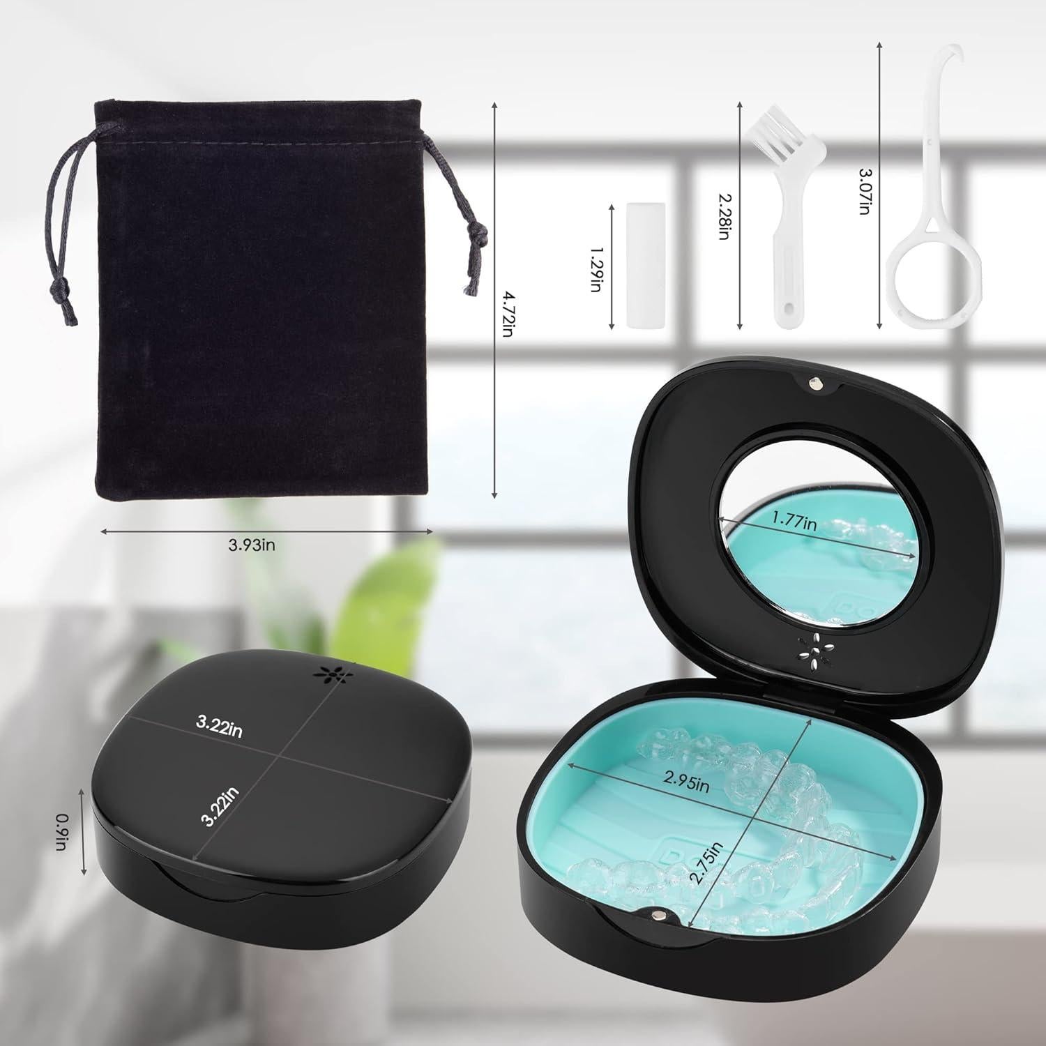 Caso de Retenedor Doboli Negro con Ventilación y Espejo