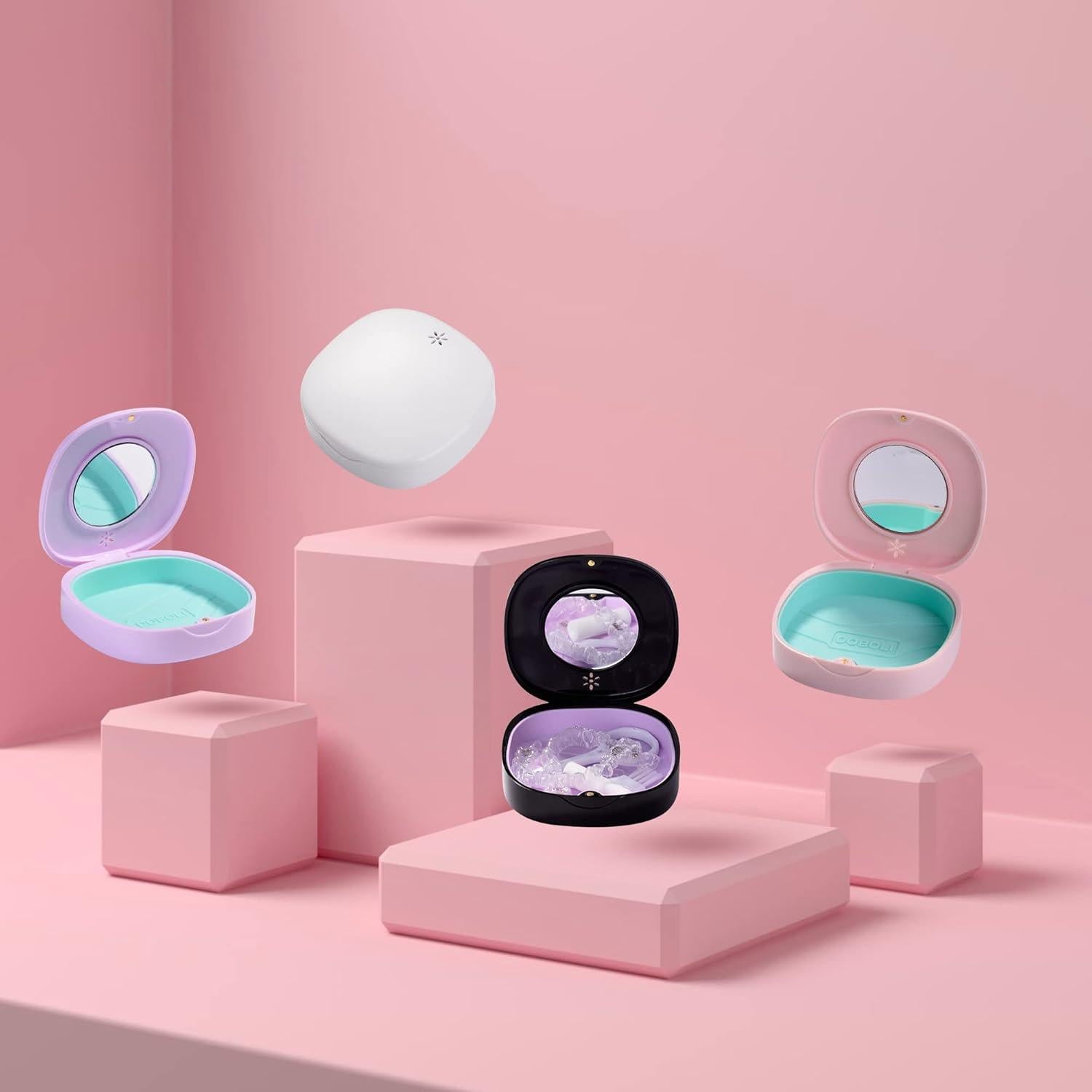 Caso de Retenedor Doboli Negro con Ventilación y Espejo