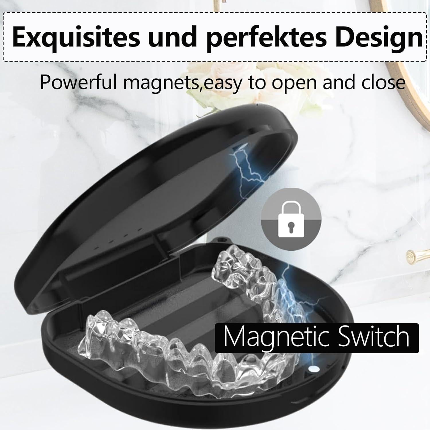 Estuche delgado para retenedores Invisalign TYSORETY Negro