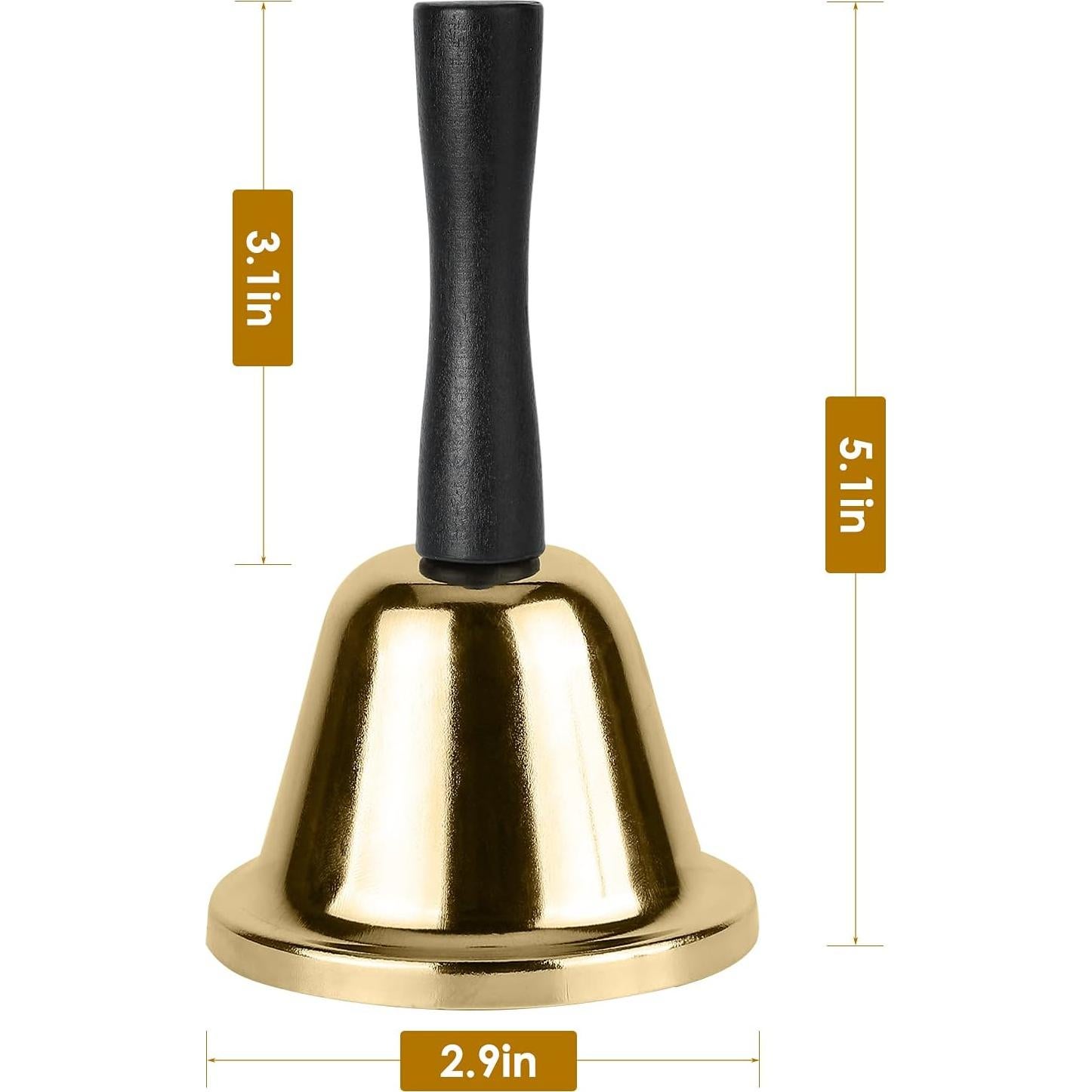 Campana de Mano MROCO Dorada, Paquete de 2 Campanas de Acero