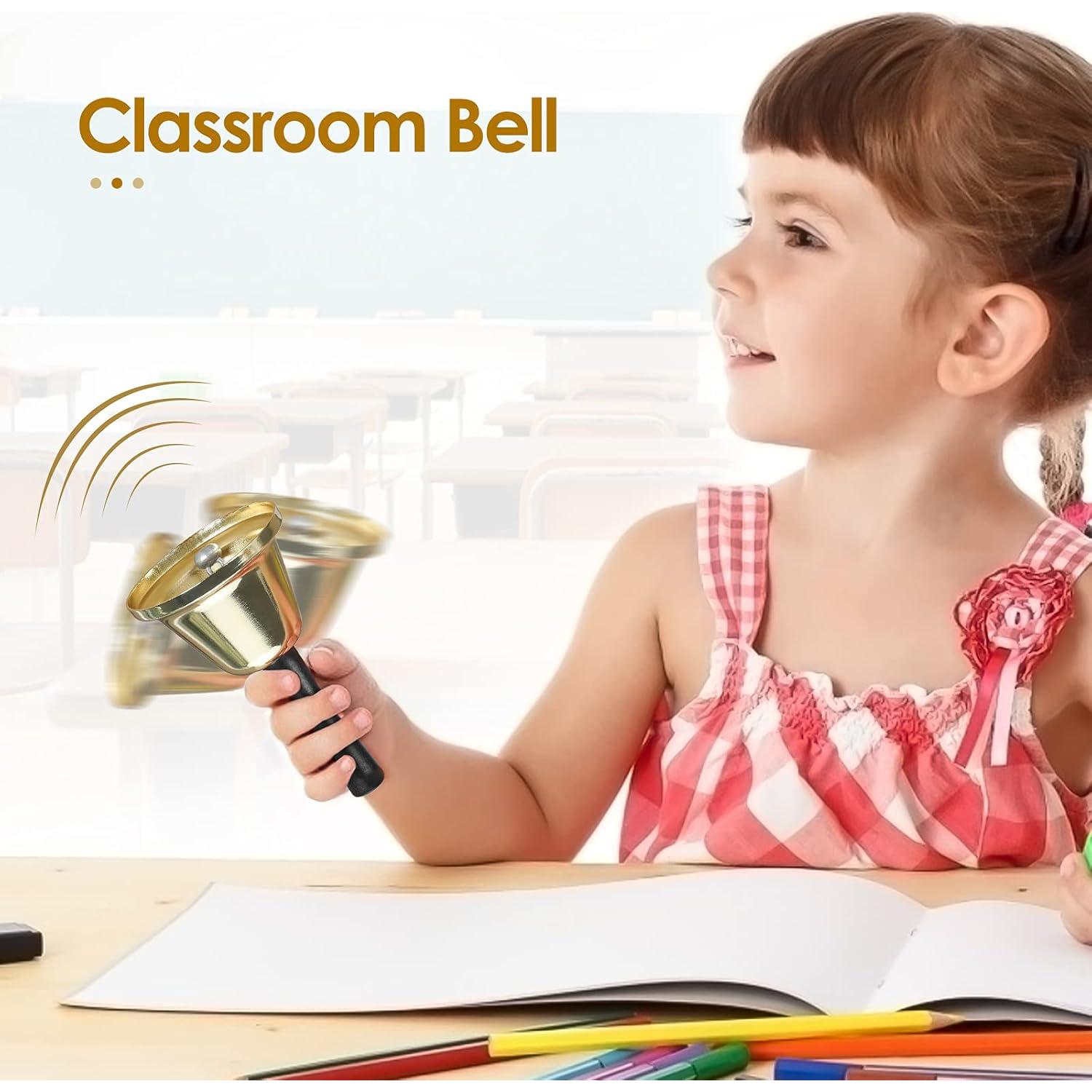 Campana de Mano MROCO Dorada, Paquete de 2 Campanas de Acero