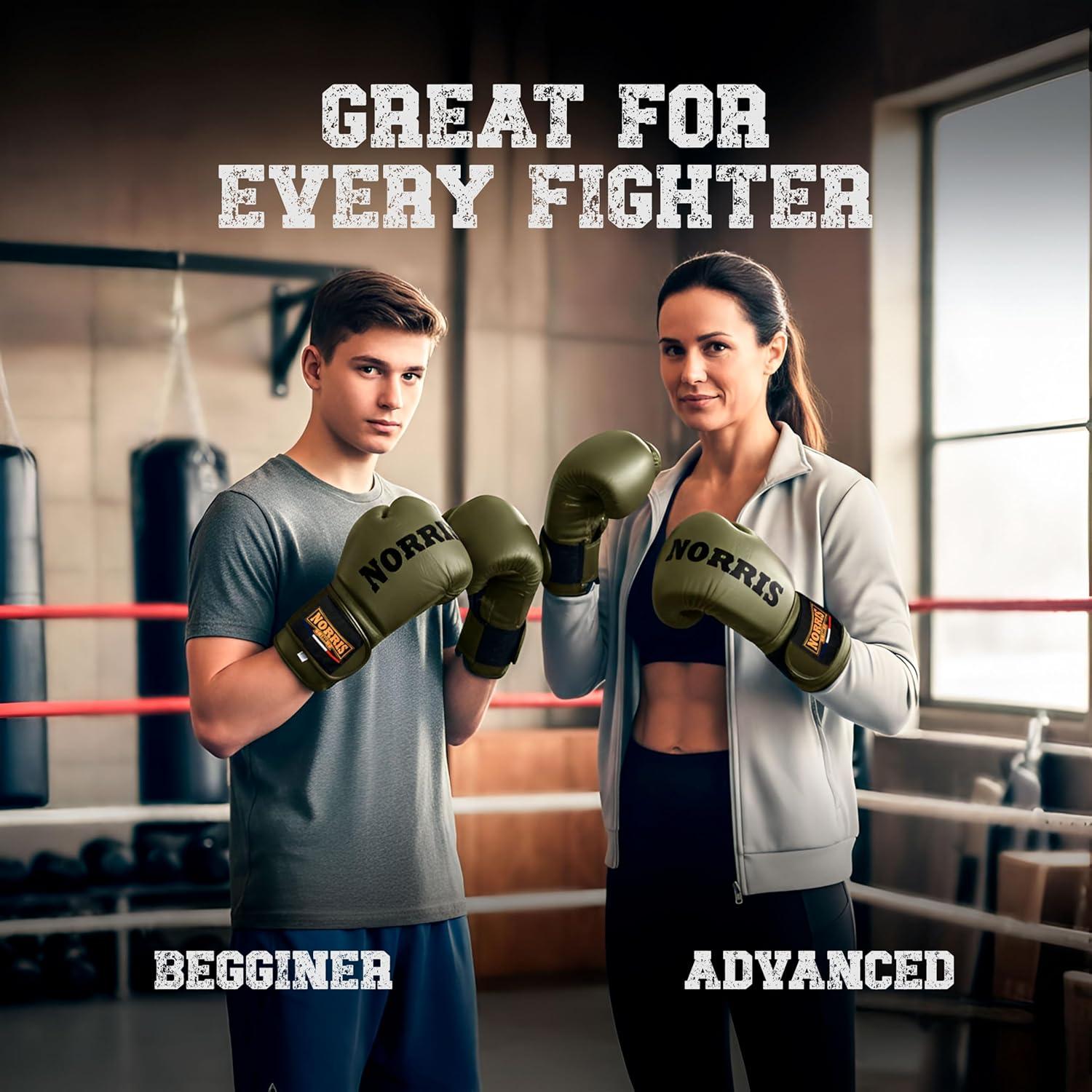 Guantes de Boxeo Sparring 14 oz NORRIS BOXING Verde y Negro