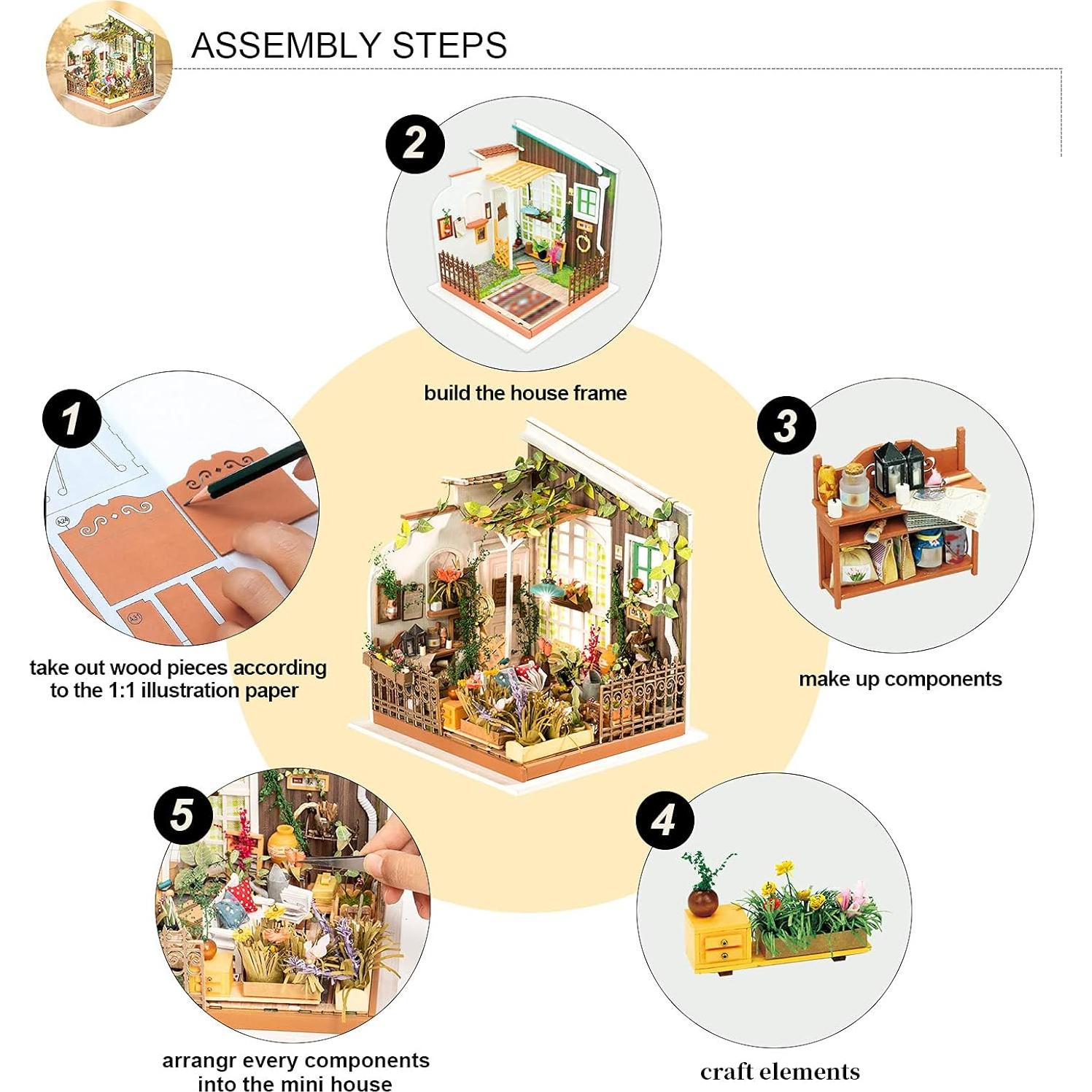 Rolife Casa de Muñecas Jardín de Miller DIY Miniatura LED