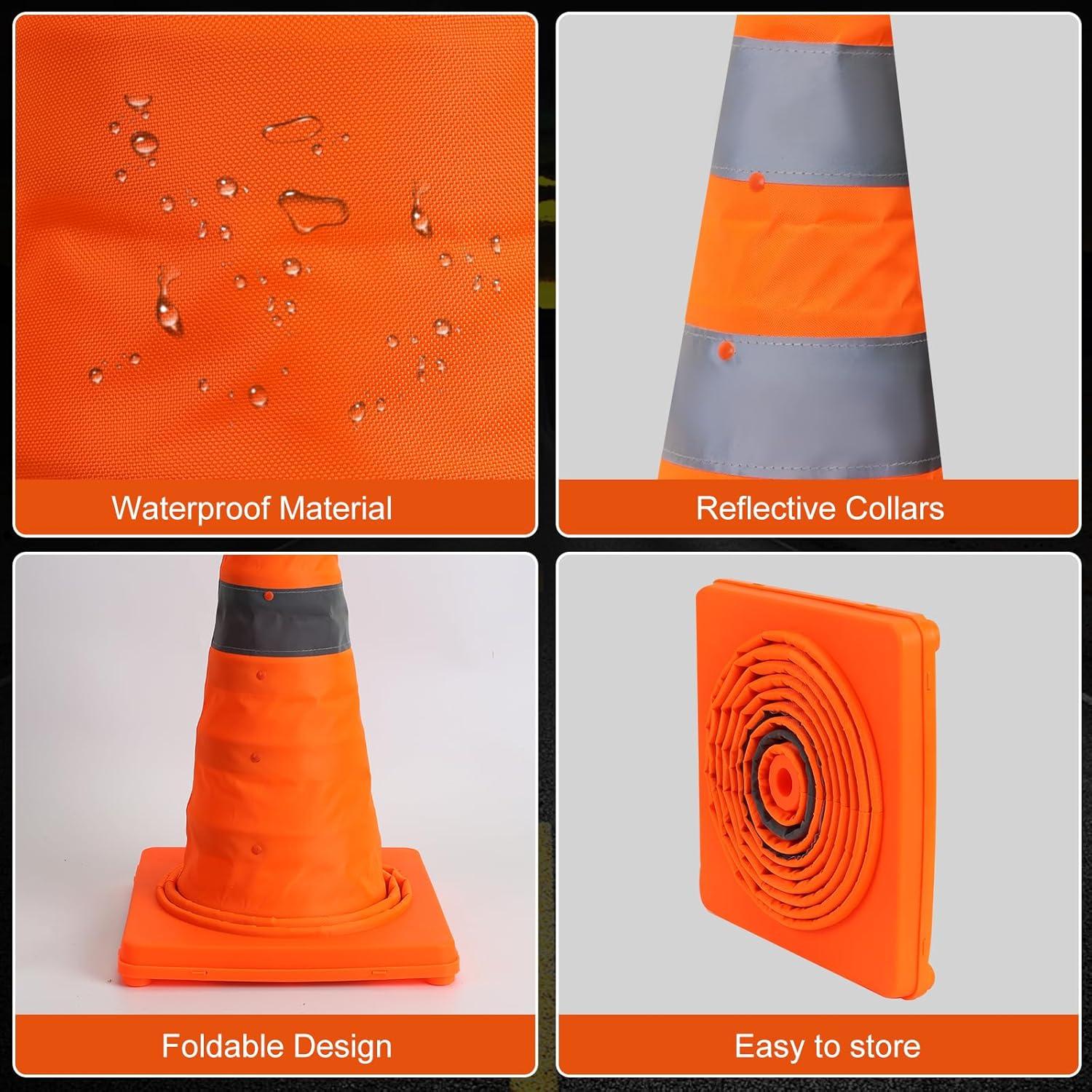 Conos de Tráfico Colapsables Naranjas Yeatruojeet - 2 Unidades 45.72 cm