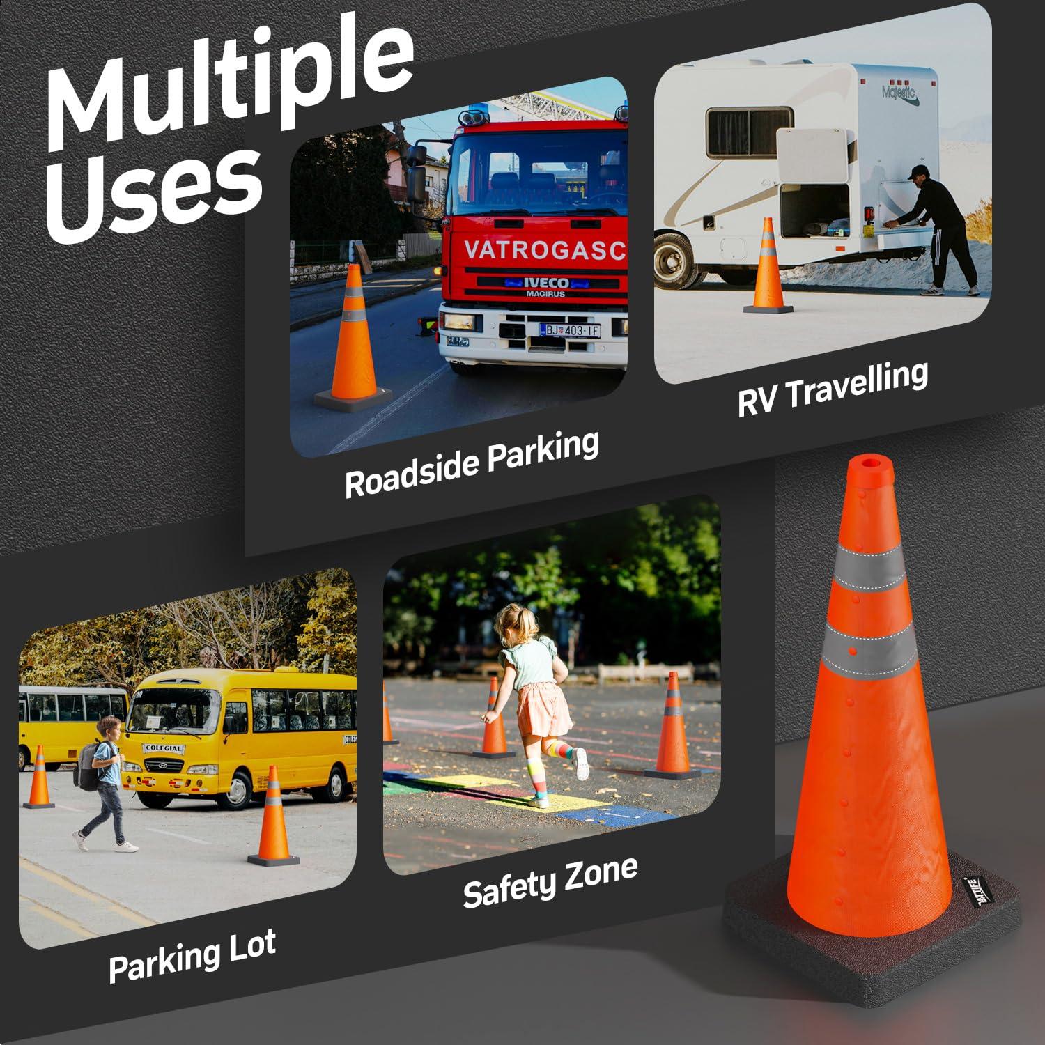 Cono de Seguridad Plegable BATTIFE 71 cm Naranja con Base Pesada