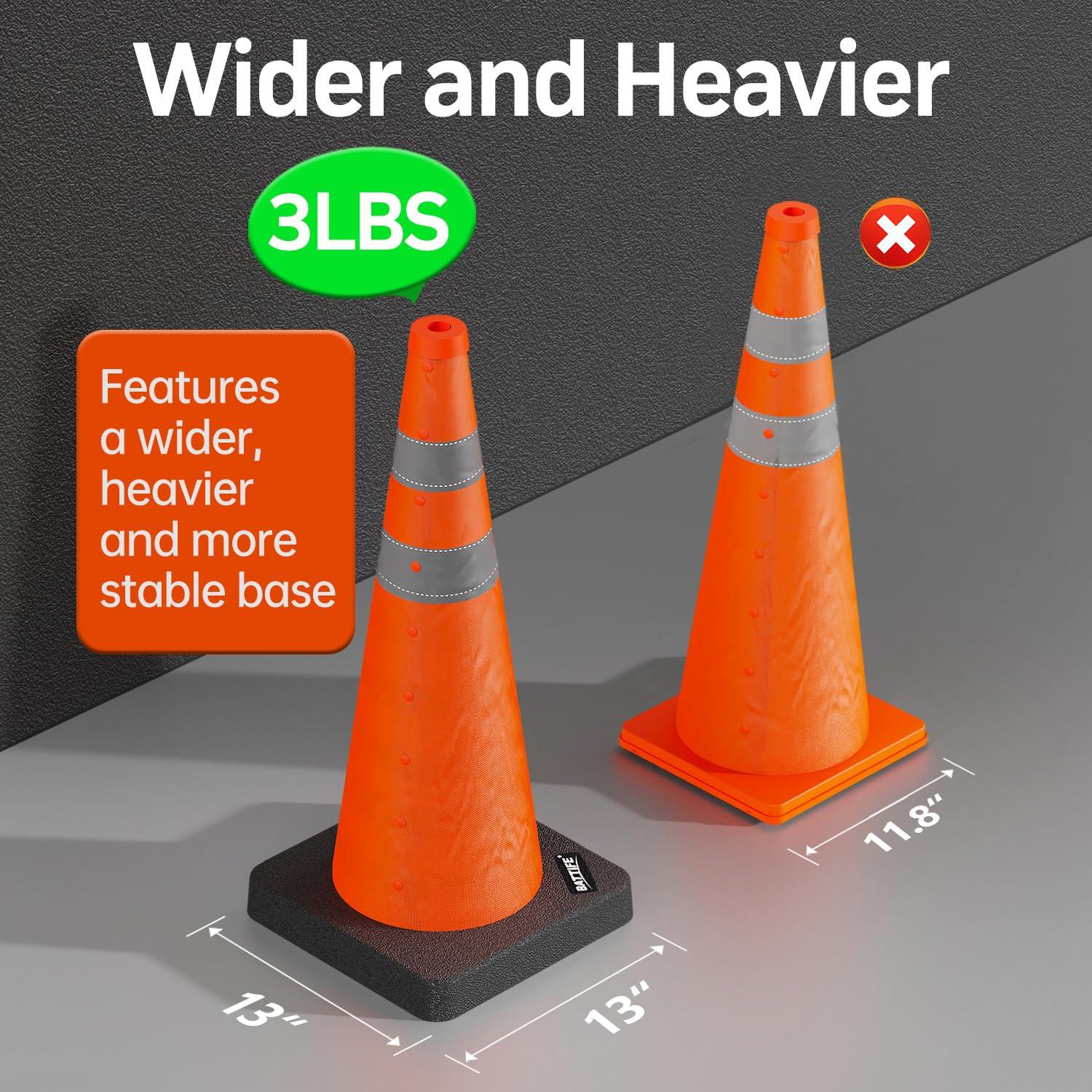 Cono de Seguridad Plegable BATTIFE 71 cm Naranja con Base Pesada