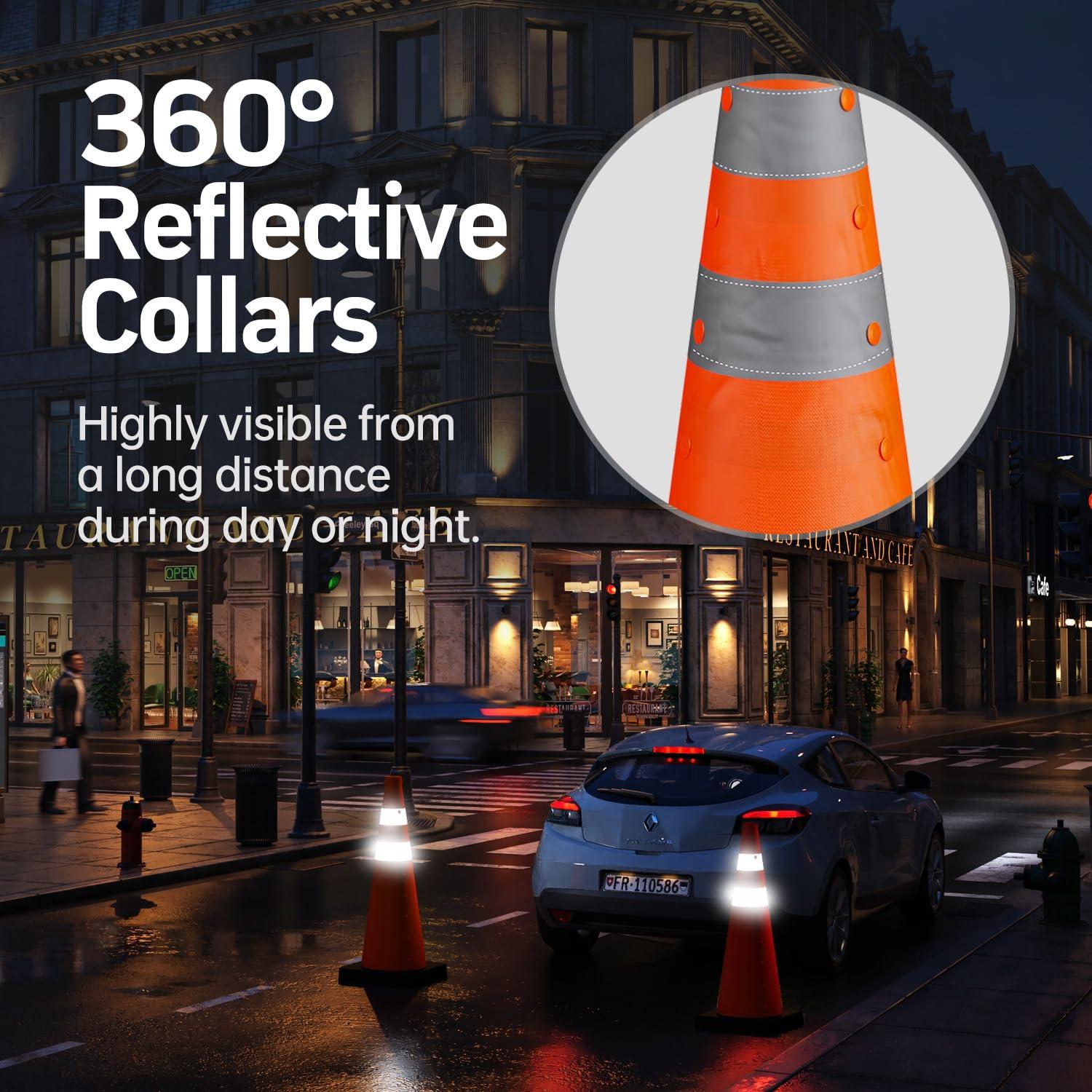 Cono de Seguridad Plegable BATTIFE 71 cm Naranja con Base Pesada