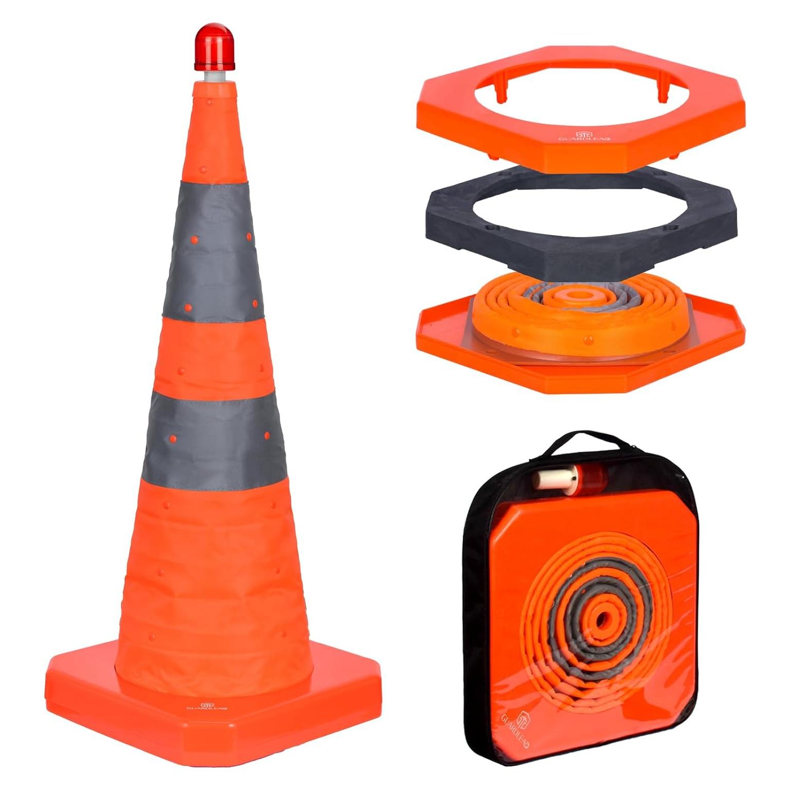 Cono de tráfico colapsable GUARDLEAD 71.12 cm con luz LED