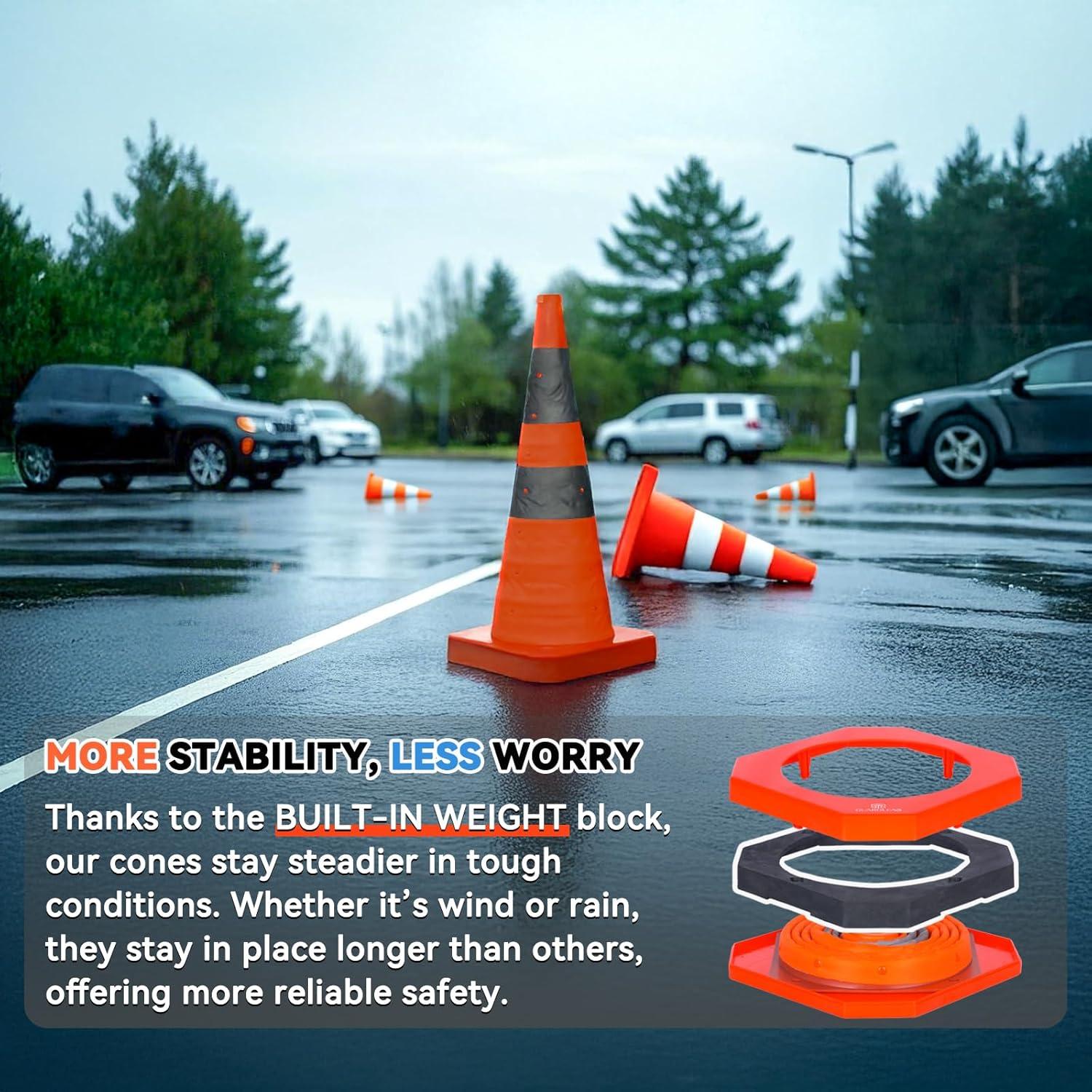 Cono de tráfico colapsable GUARDLEAD 71.12 cm con luz LED