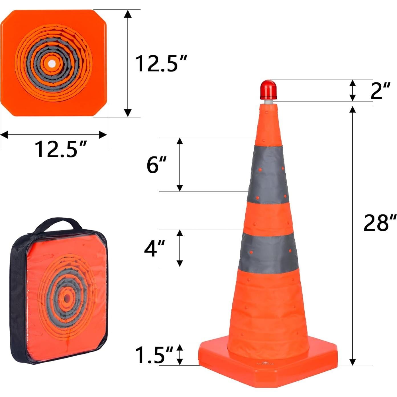 Cono de tráfico colapsable GUARDLEAD 71.12 cm con luz LED