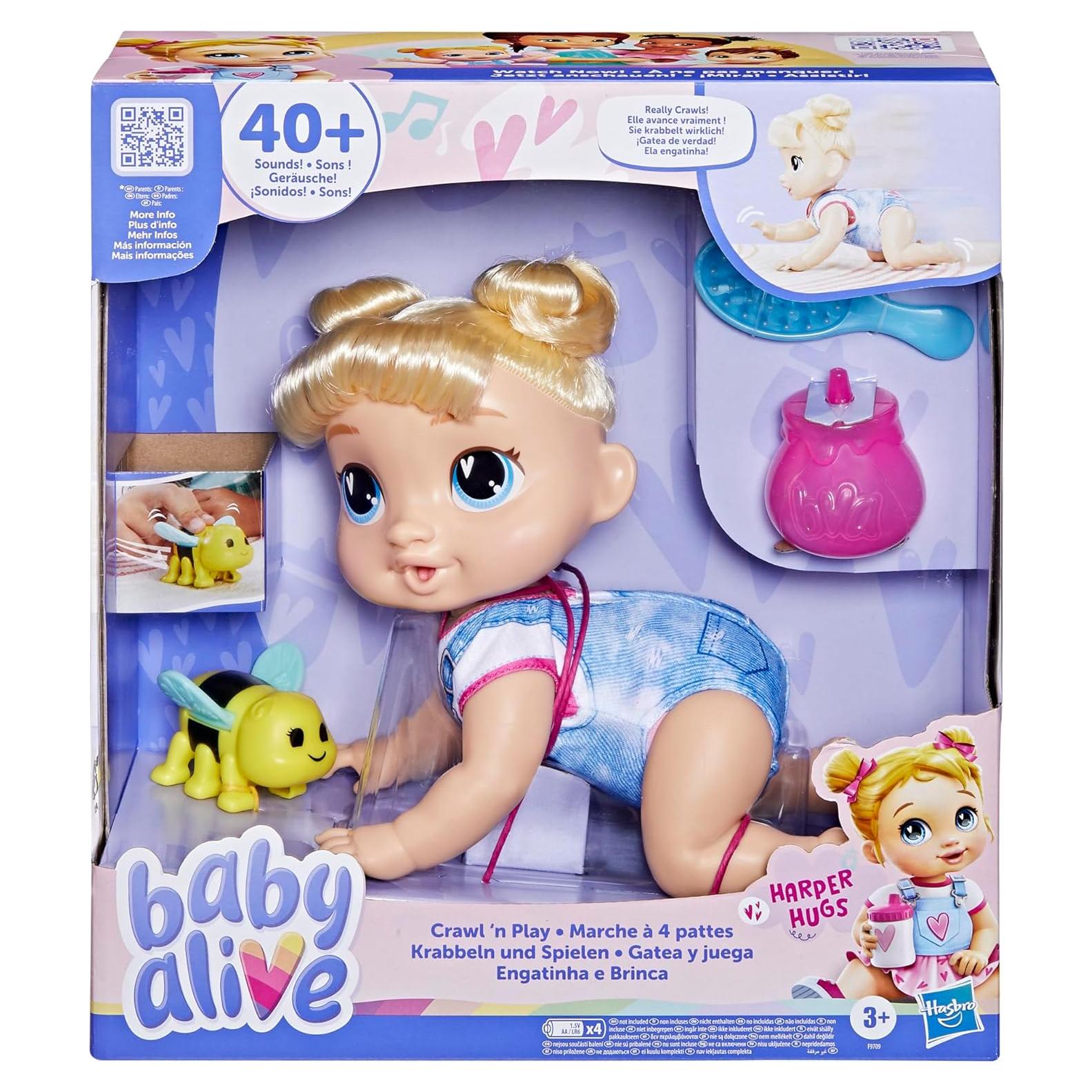 Muñeca Bebé Baby Alive Harper Hugs que Gatea 27 cm